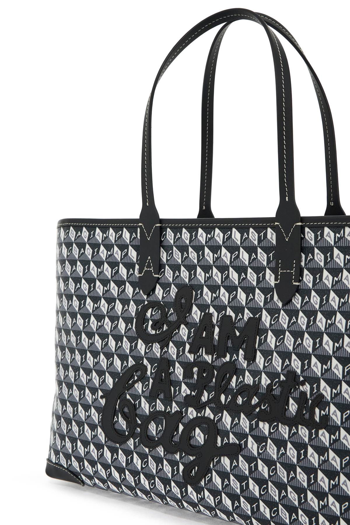 Shop Anya Hindmarch I Am A Plastic Bag Zipped Motif Tote Bag In Charcoal (grey)