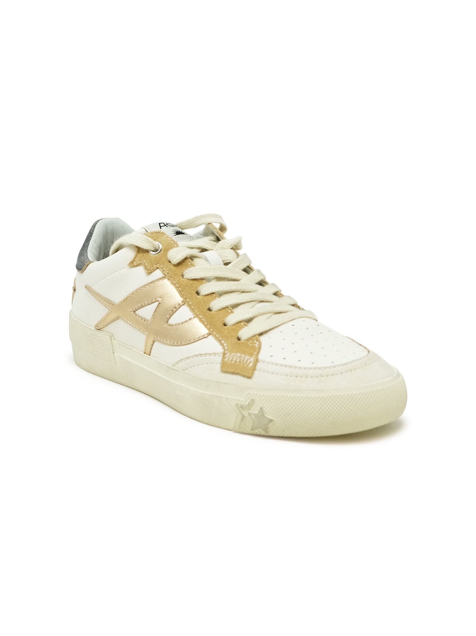 Shop Ash Beige/white Leather Sneakers In White/beige