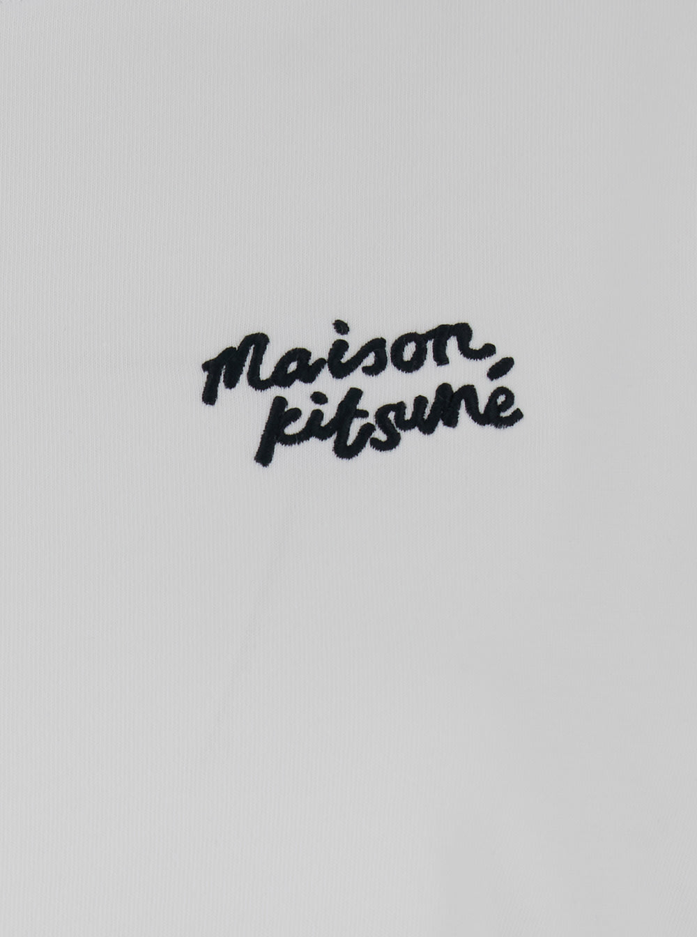 Shop Maison Kitsuné White T-shirt With Logo Handwriting Print In Cotton Woman