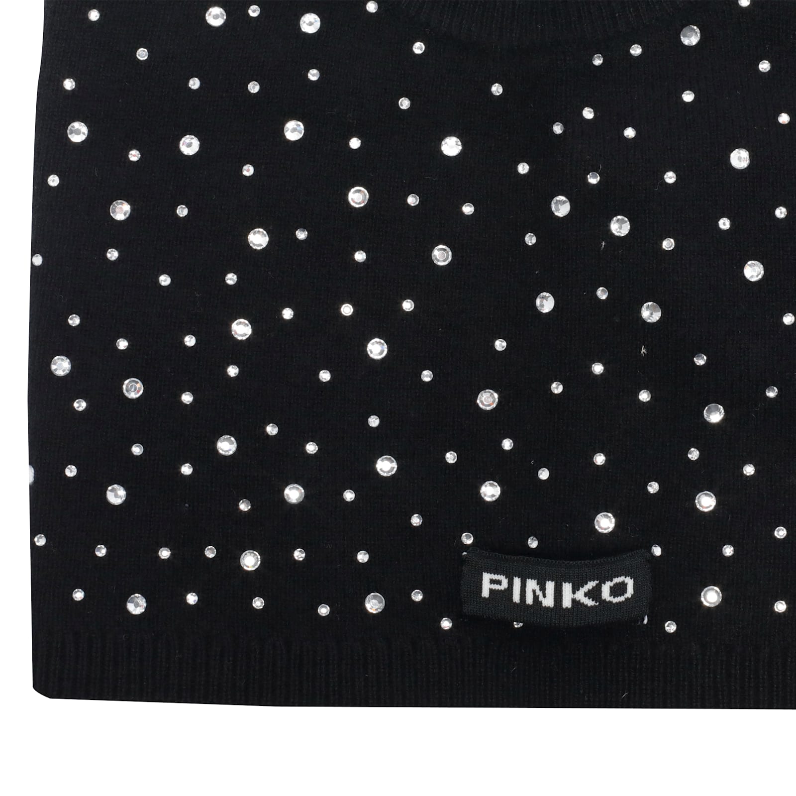 Pinko Balaclava With Drawstring And Rhinestones In Black