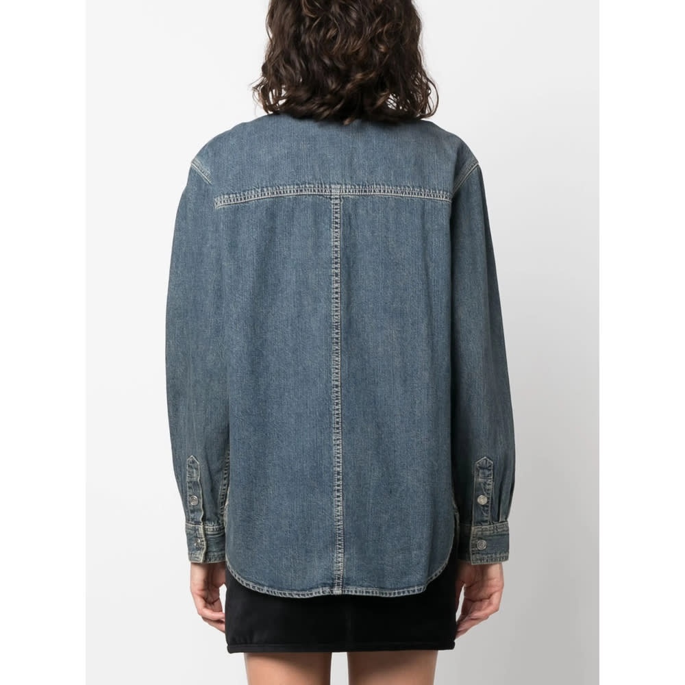 Isabel Marant Stonewashed Denim Overshirt In Blue