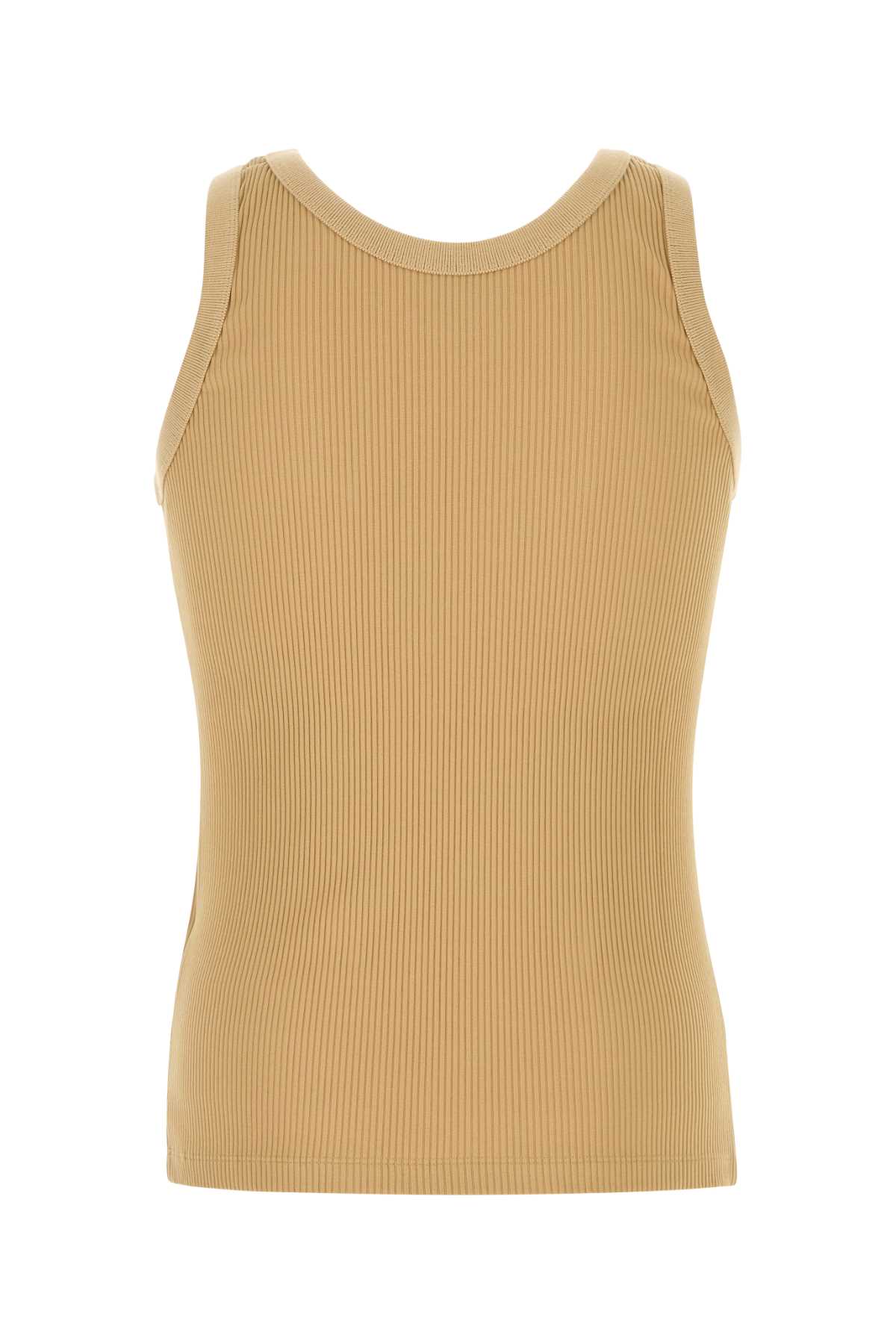 Fendi Ribbed Crew Neck Crest Tank Top In Juta