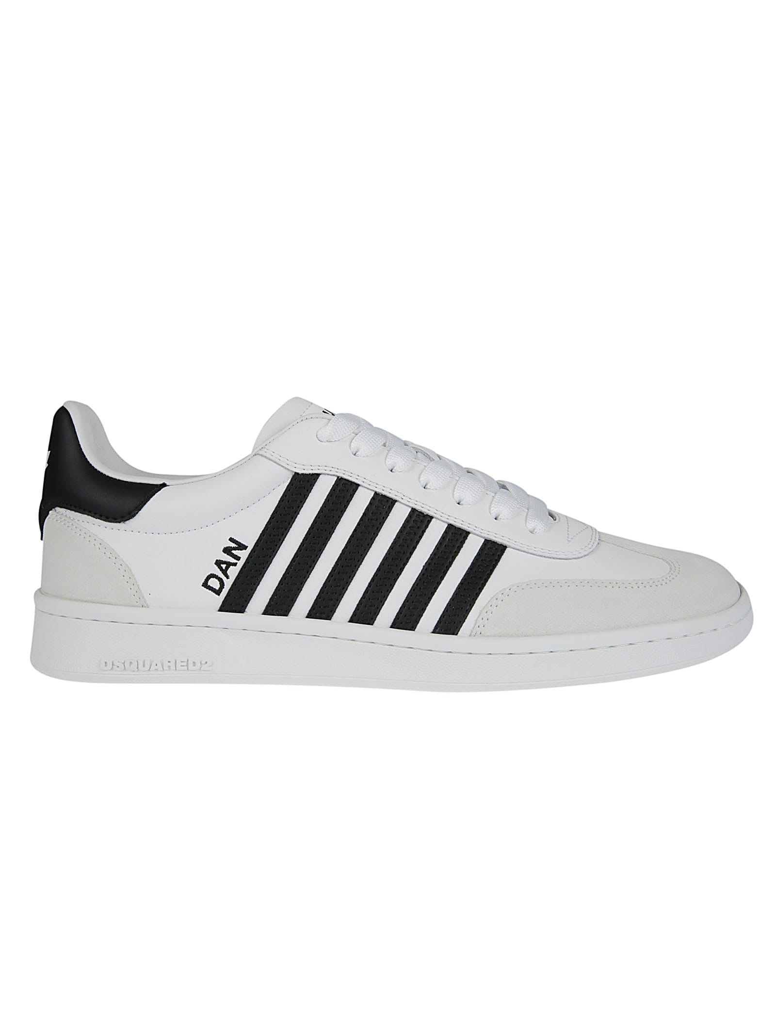 Shop Dsquared2 Boxer Lace-up Low Top Sneakers In Bianco/nero