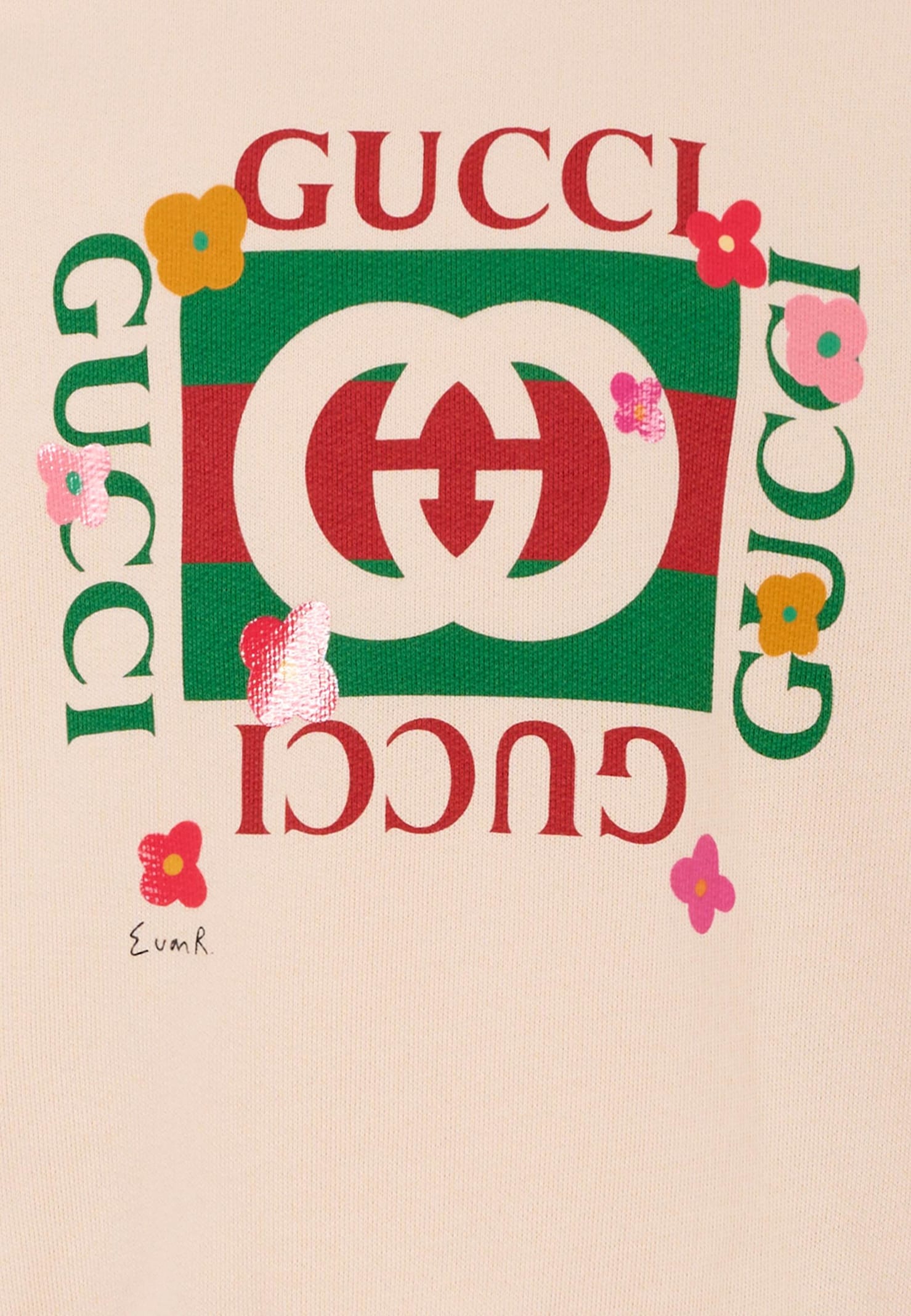 Gucci Cotton Sweatshirt With Print In Pink