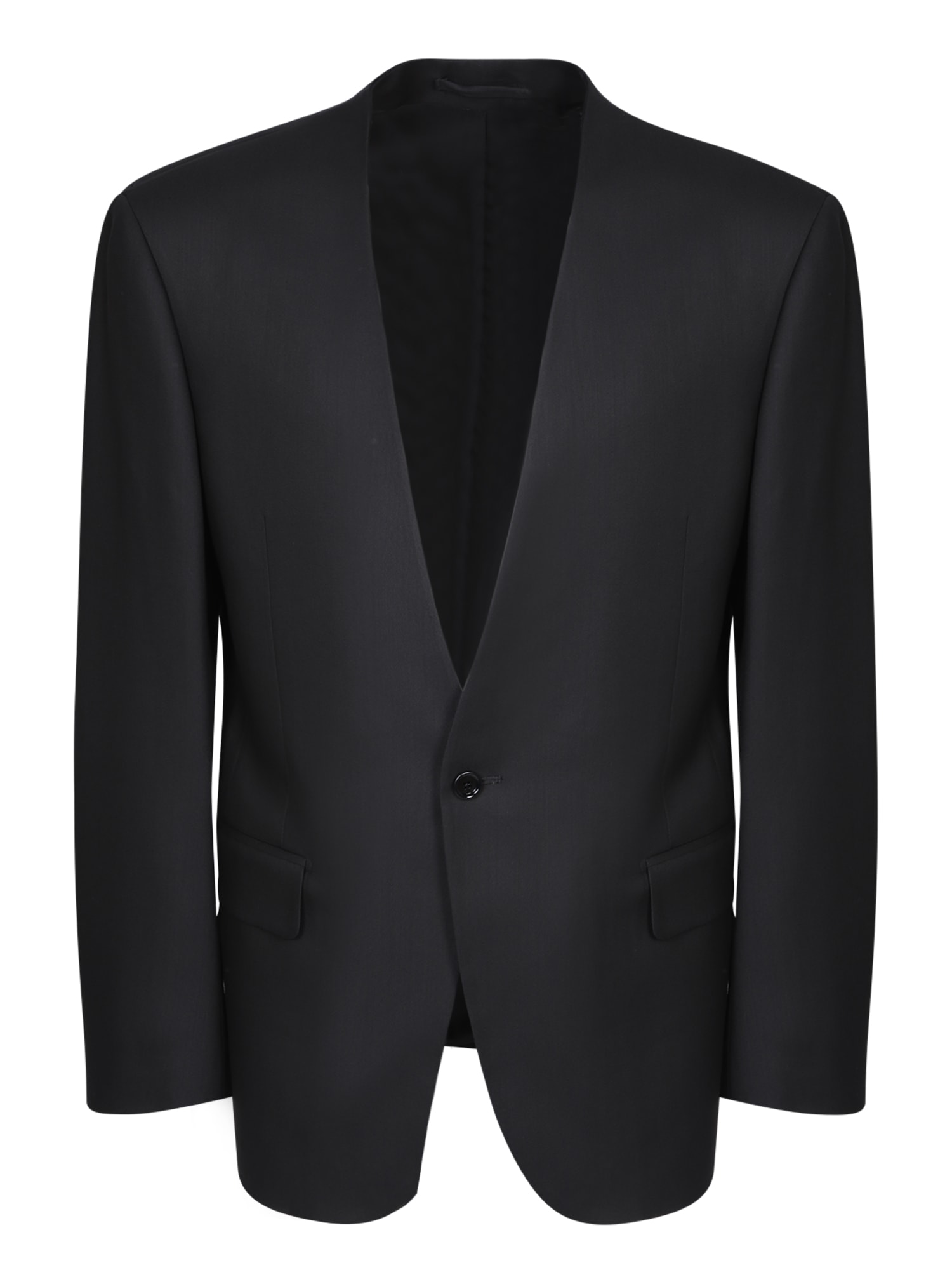 Shop Lardini Tailored Wool Blend Black Jacket