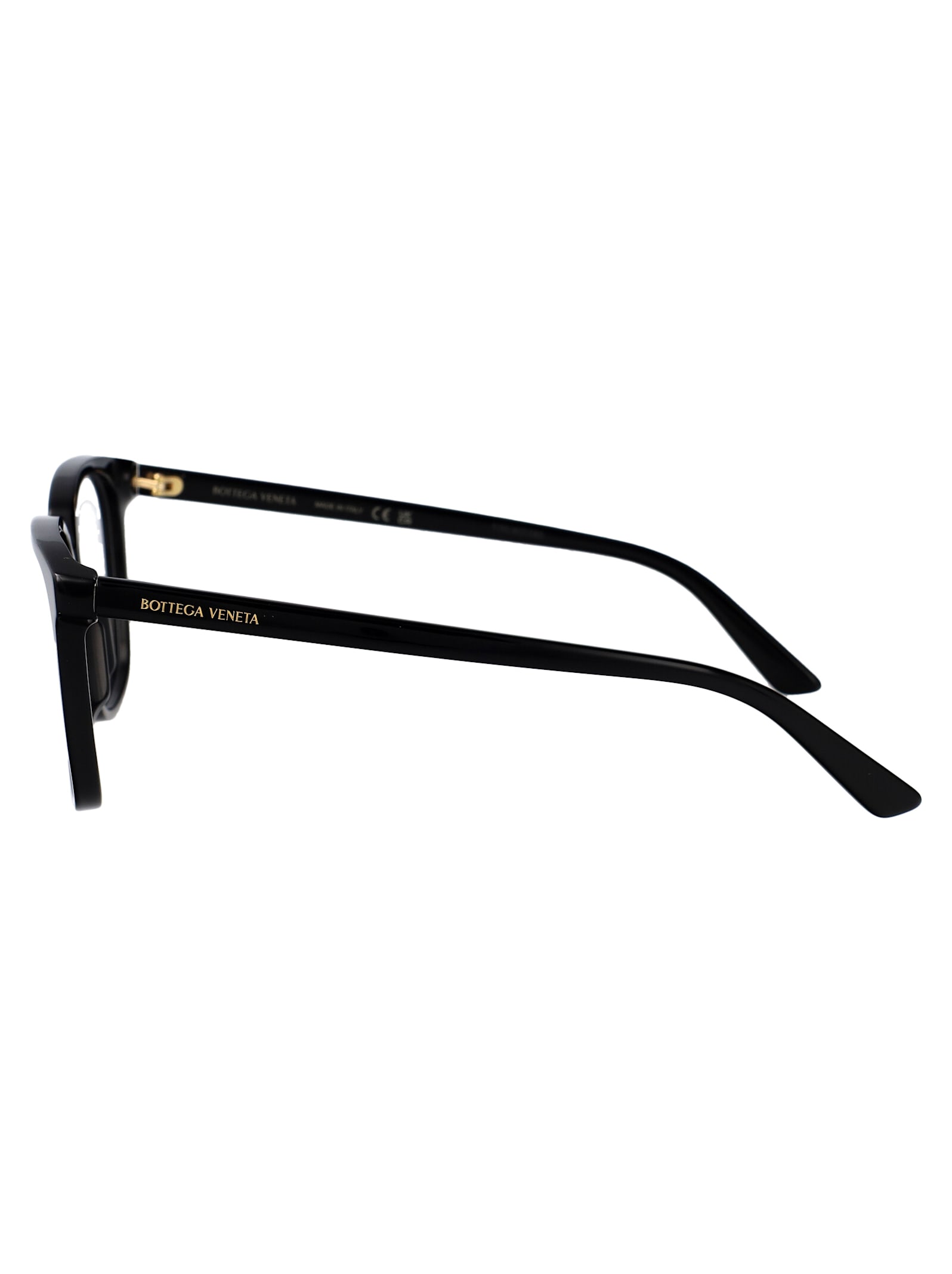 Bottega Veneta Black Acetate Optical Glasses In Black-black-transparent