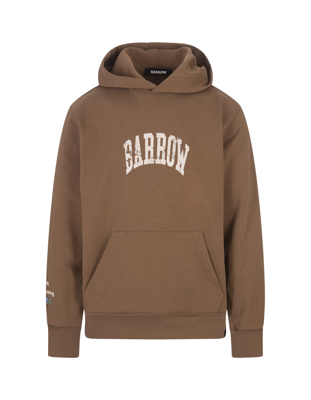 Shop Barrow Brown Hoodie With Logo And Smile