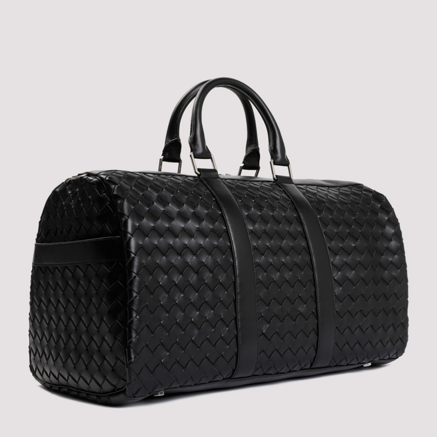 Shop Bottega Veneta Classic Intrecciato Duffle Bag In Black