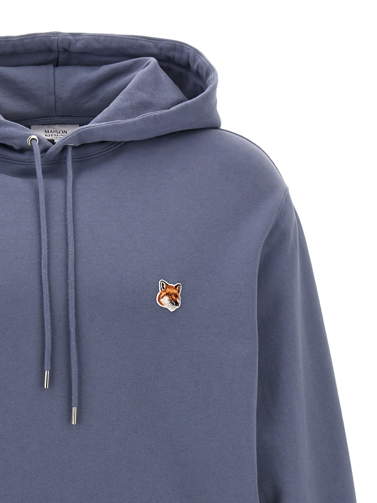 Shop Maison Kitsuné Fox Head Hoodie In Light Blue