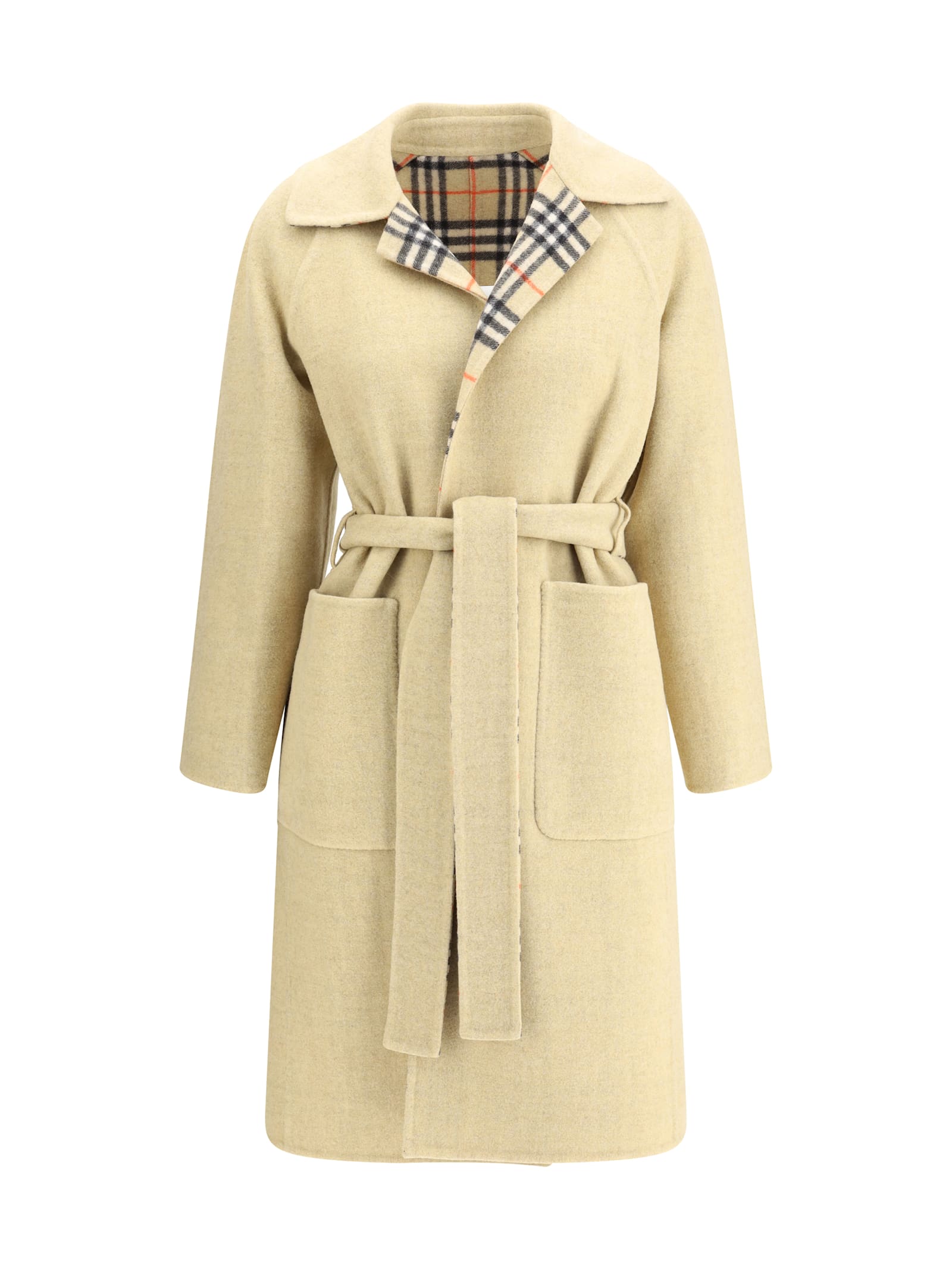 Burberry Reversible Wool Robe Coat In Neutral