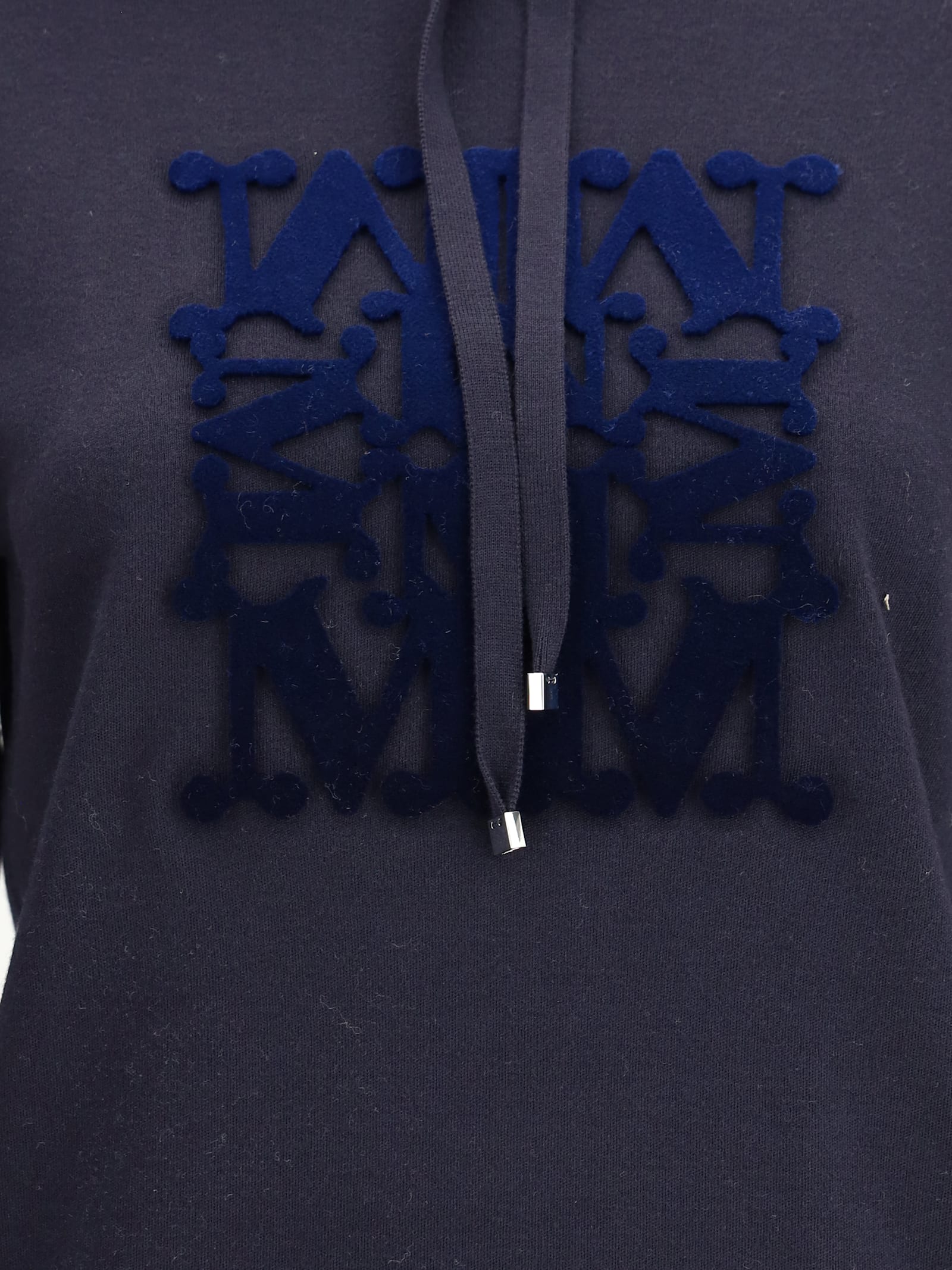 Max Mara Taddeos Hoodie In Wool In Blue