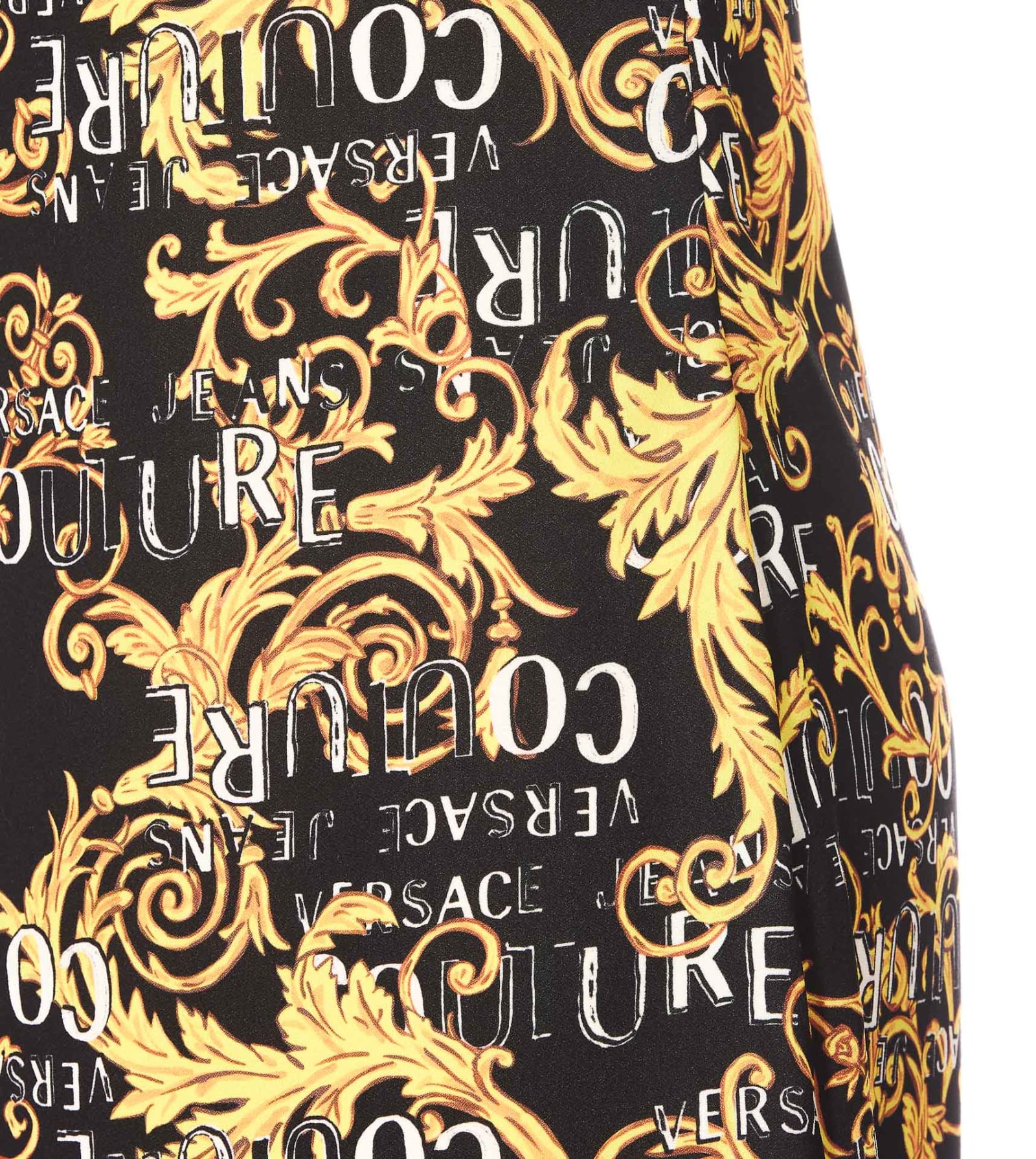 Shop Versace Jeans Couture Logo Couture Dress In Black Gold