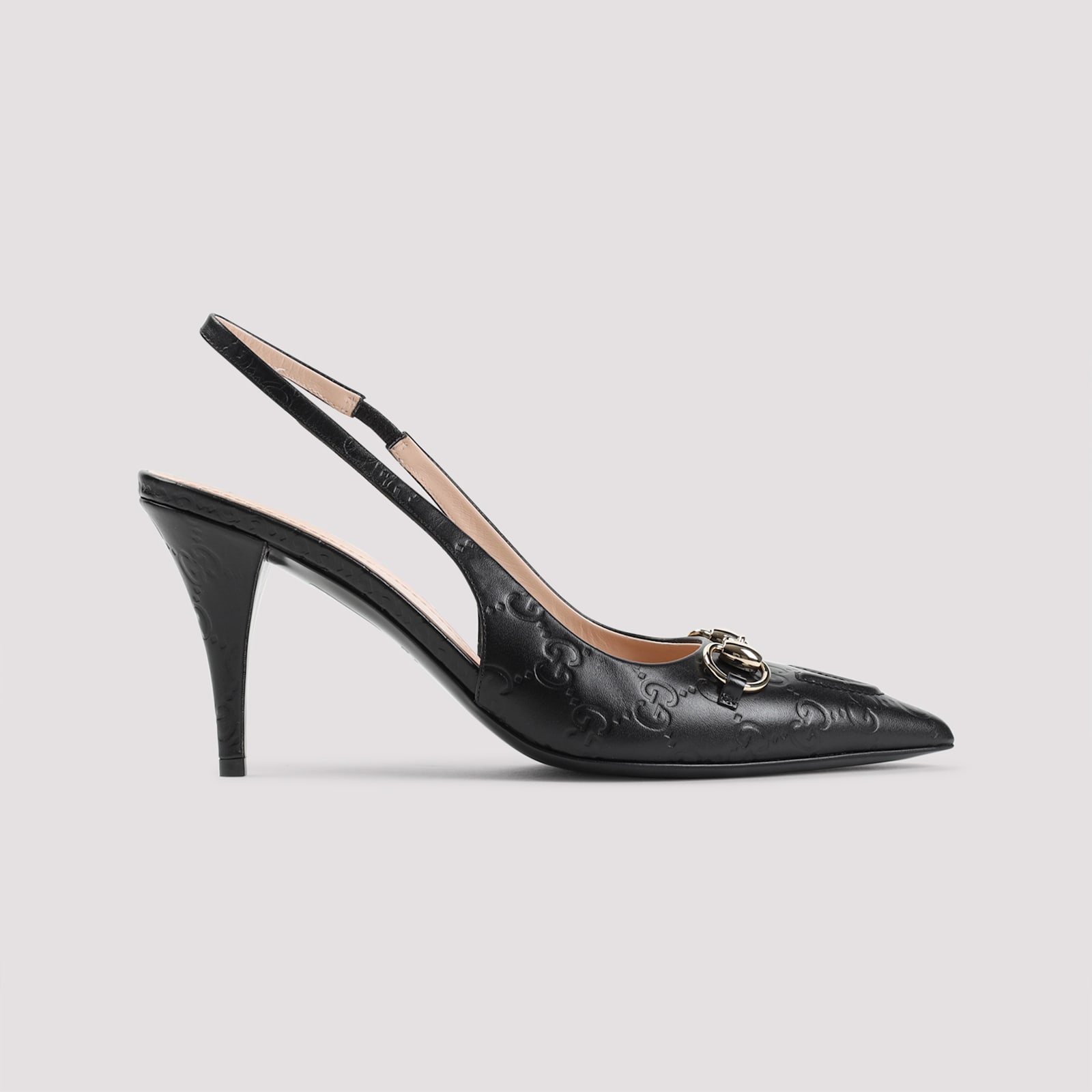Gucci Leather Slingback Slippers With Pointed Toe In Nero