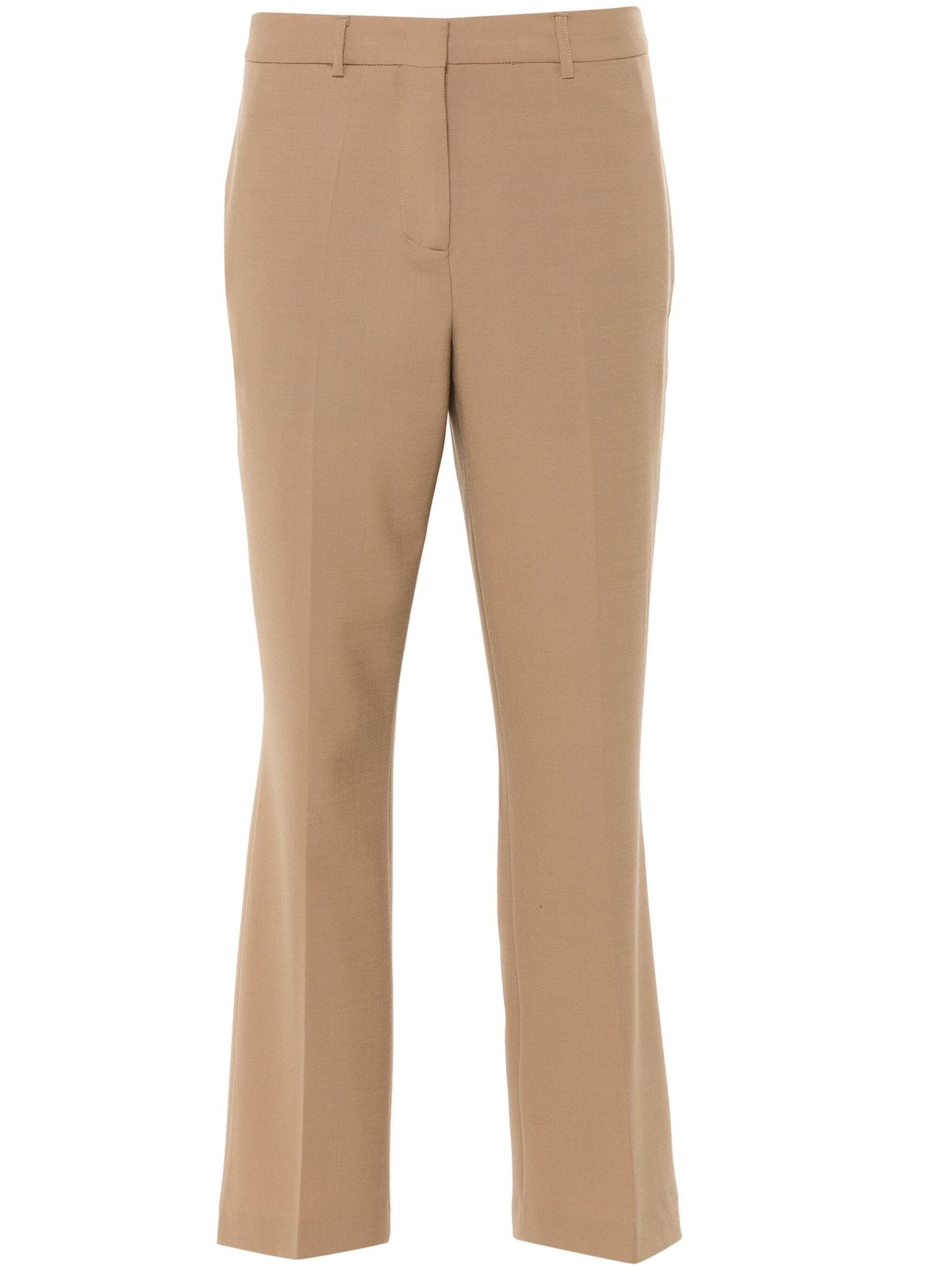 Shop Semicouture Cool Wool Trousers In Beige