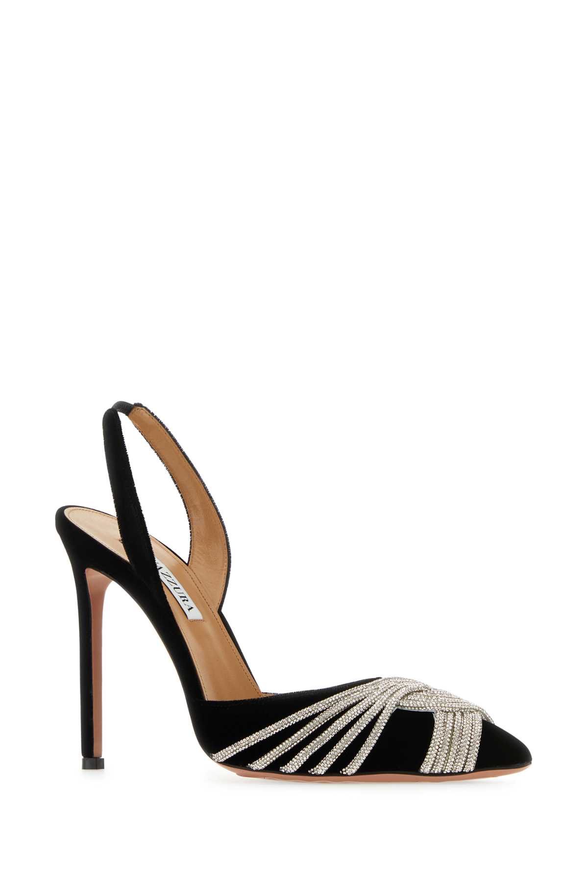 Shop Aquazzura Embellished Velvet Gatsby Sling 105 Pumps In Black