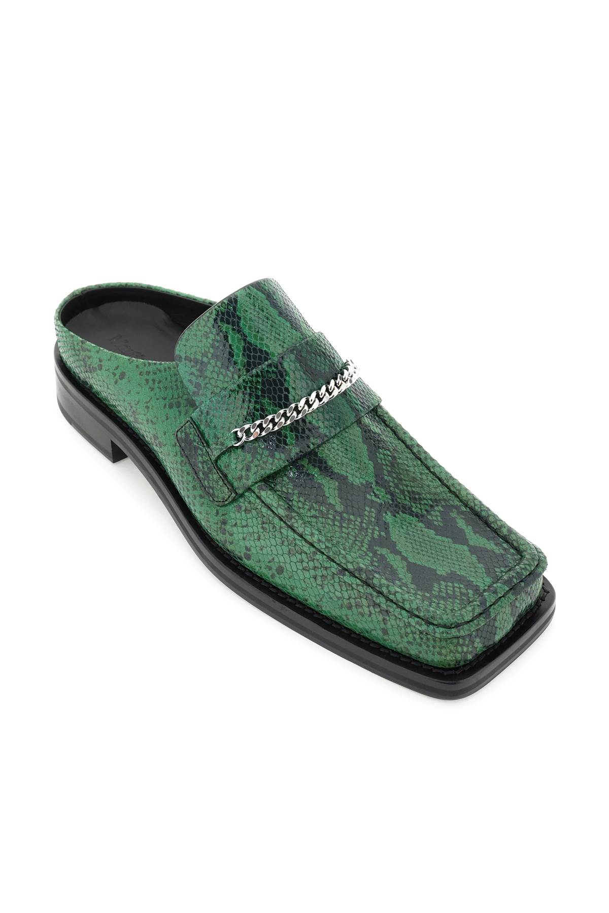 Shop Martine Rose Piton-embossed Leather Loafers Mules In Green (green)