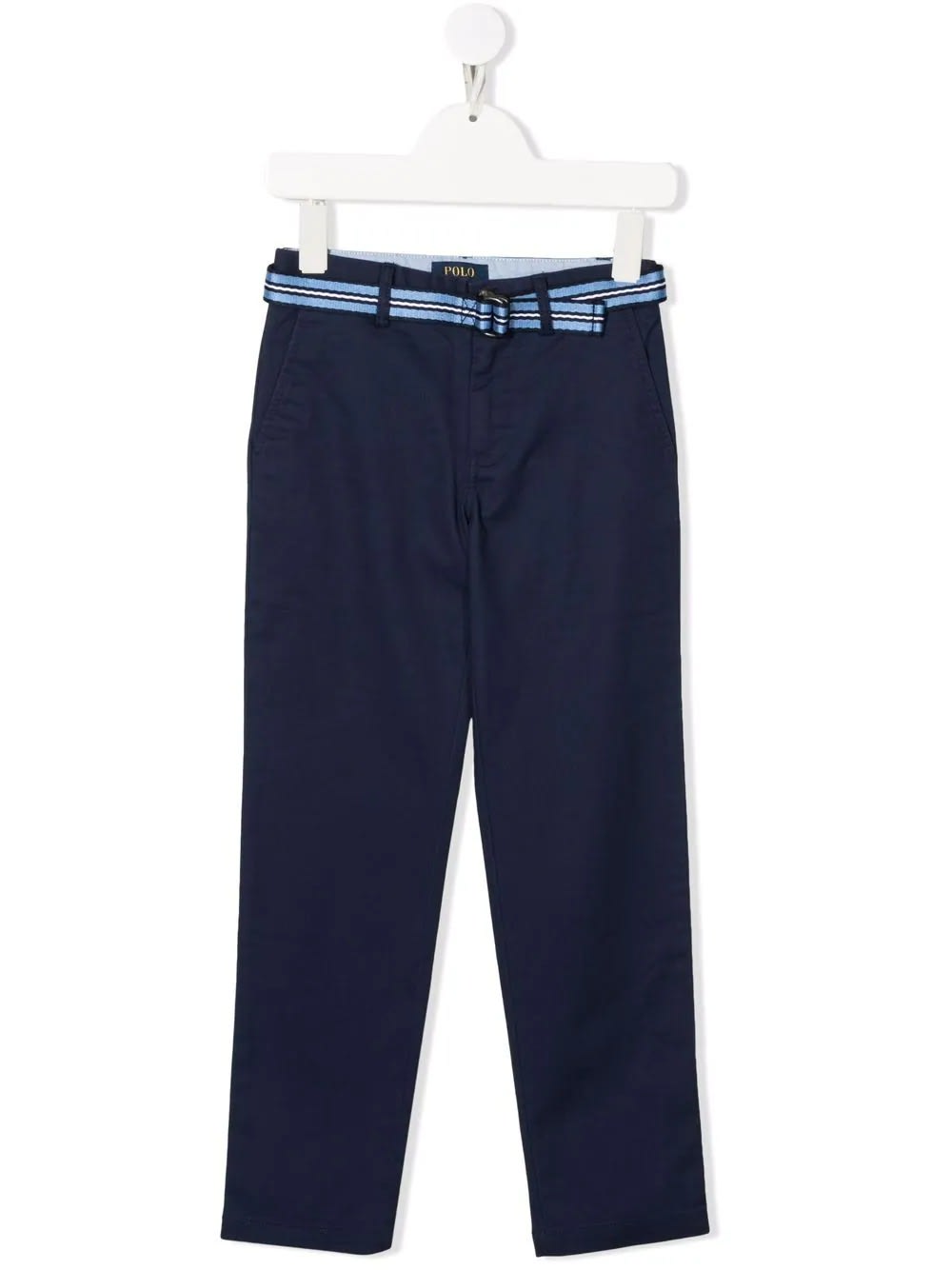 Ralph Lauren Kids Trousers In Navy Blue Stretch Chino With Belt