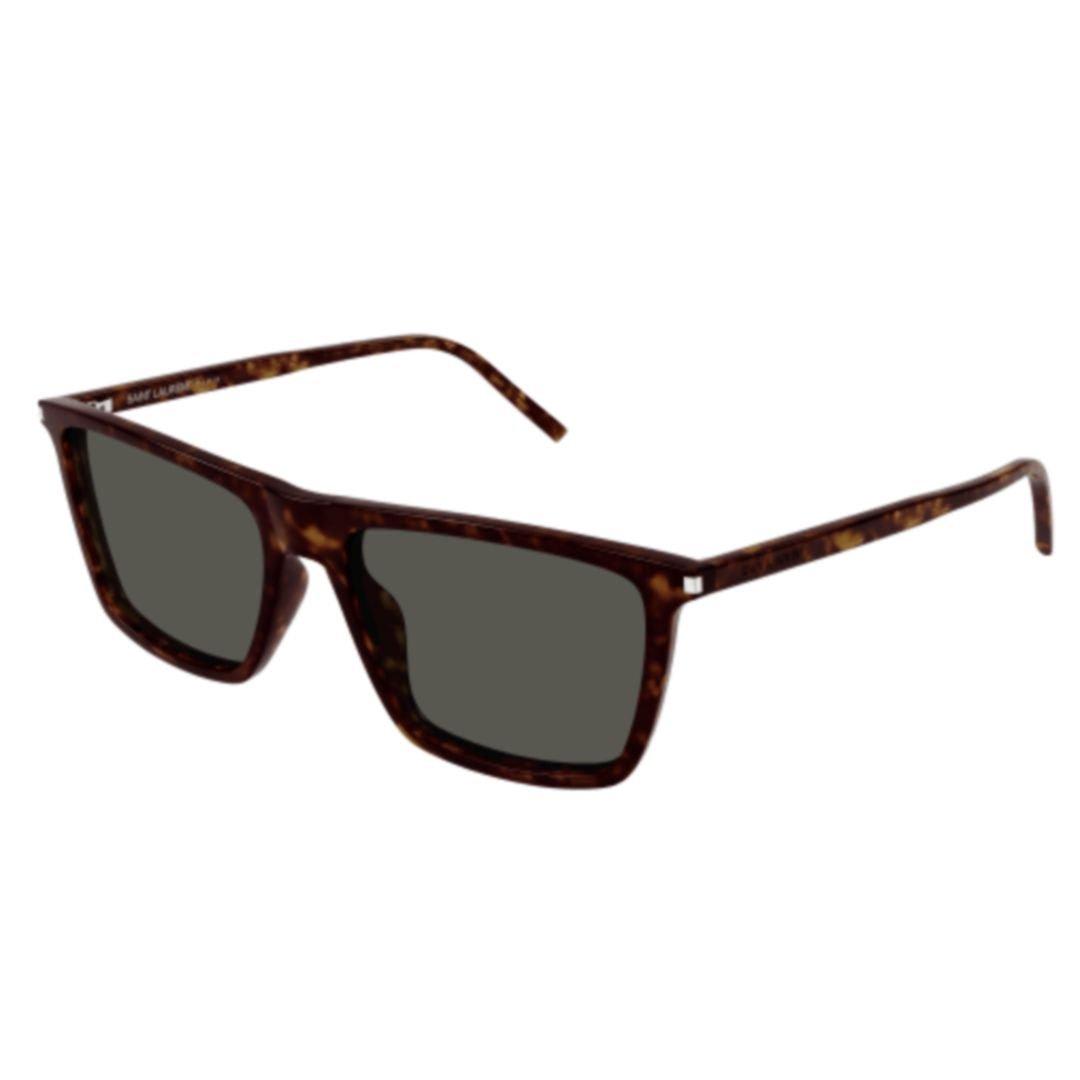 Shop Saint Laurent Sl 668 Square Frame Sunglasses In Havana-havana-grey