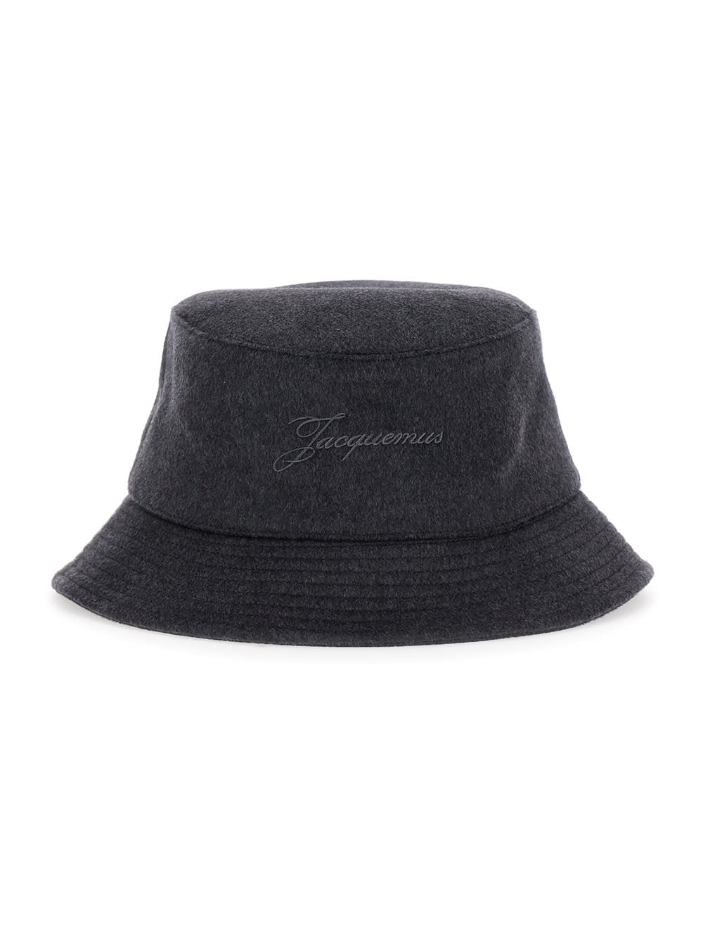 Jacquemus Dark Grey Embroidered Logo Bucket Hat In Gray