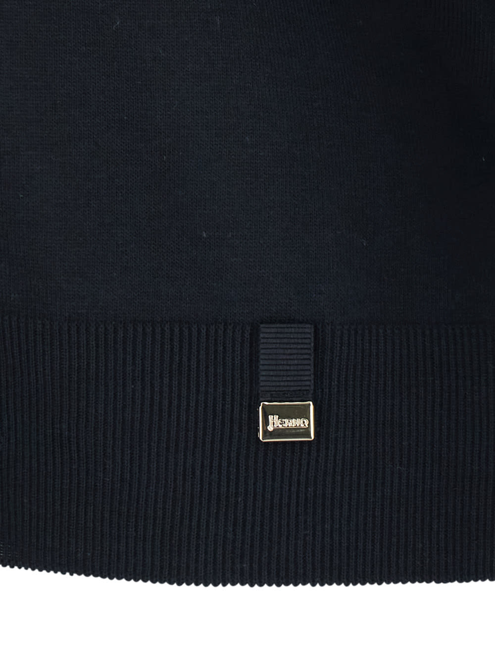 Herno Black Crewneck T-shirt With Logo Plaque On The Front In Cotton Blend Woman In Blue