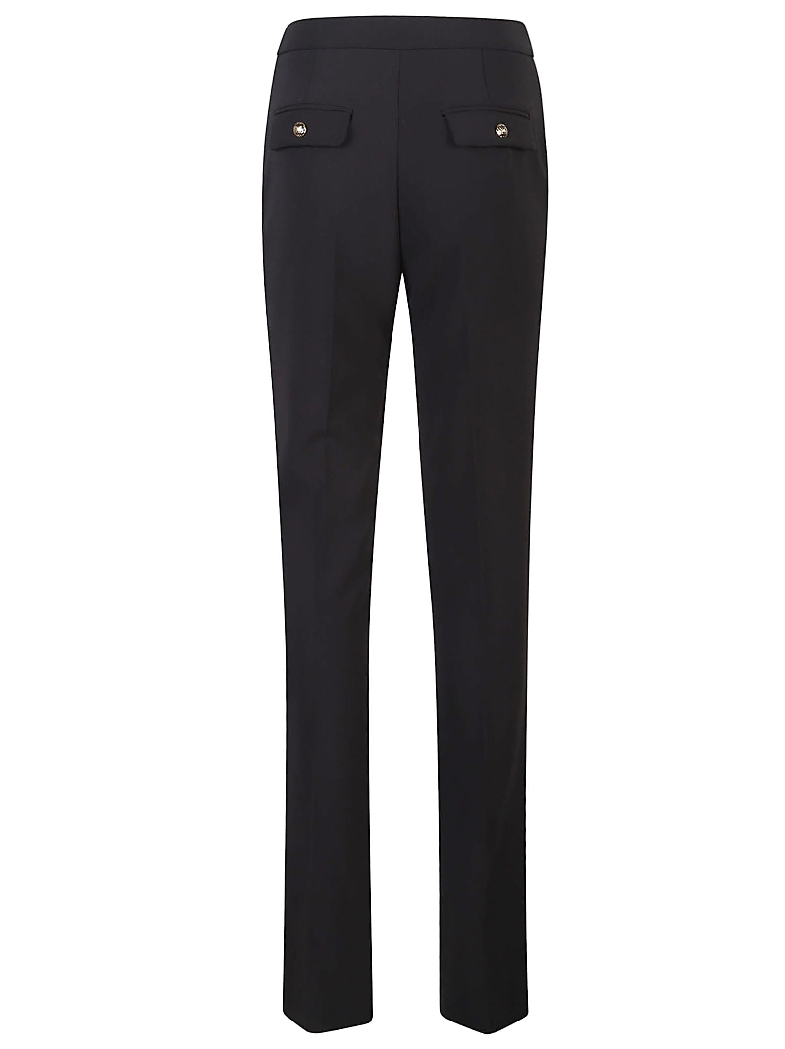 Elisabetta Franchi Lightweight Crepe Trousers With Jewel Chain In Black