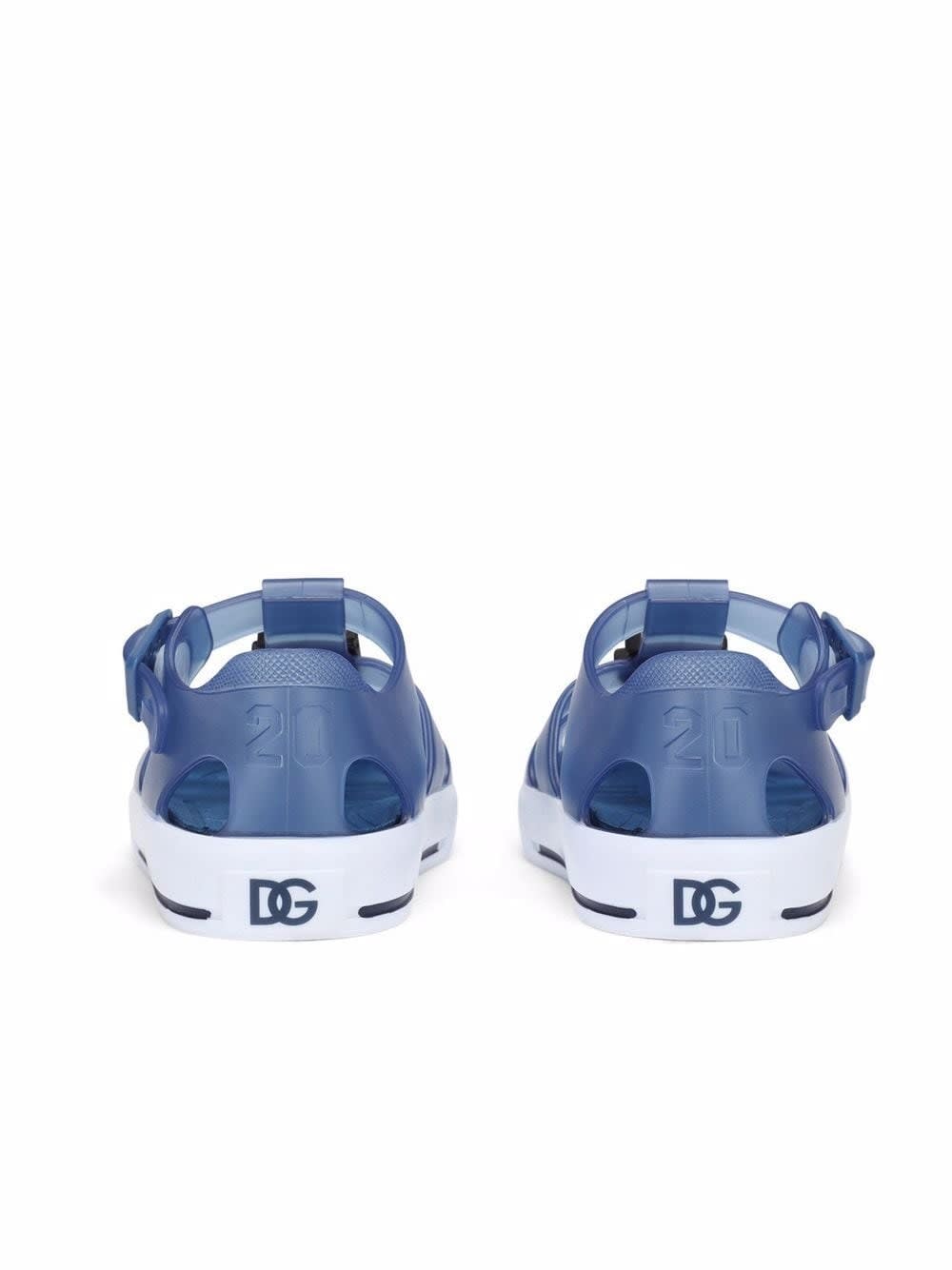 Shop Dolce & Gabbana Blue Rubber Sandals