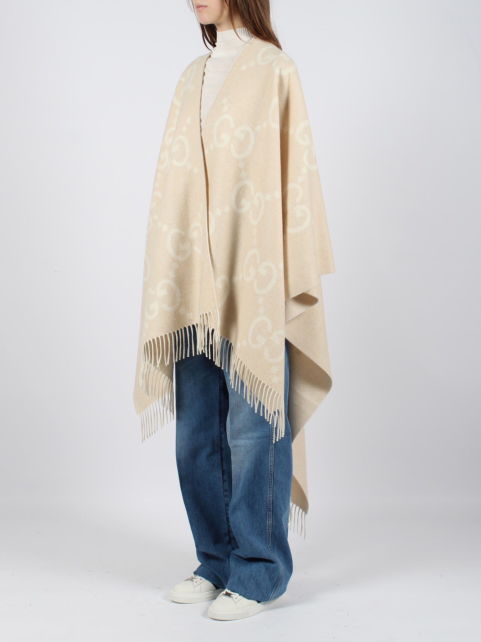 GUCCI REVERSIBLE JUMBO GG CASHMERE CAPE