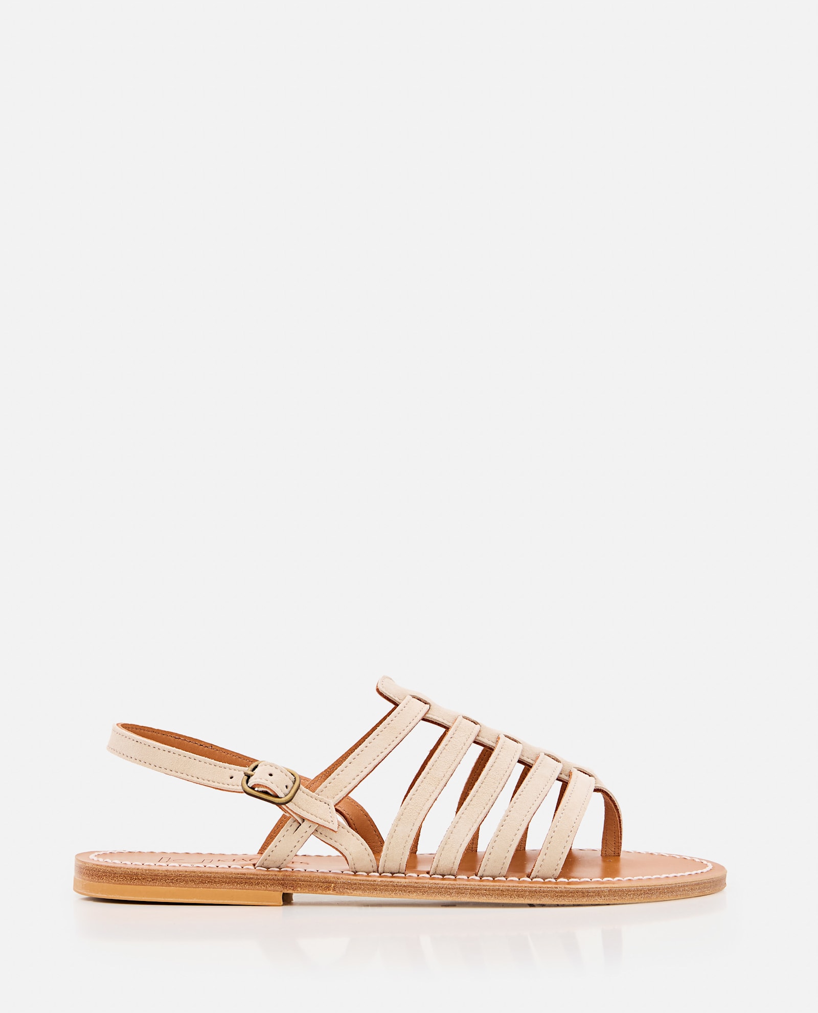 Kjacques K.jacques Homere Leather Flat Sandals In Beige