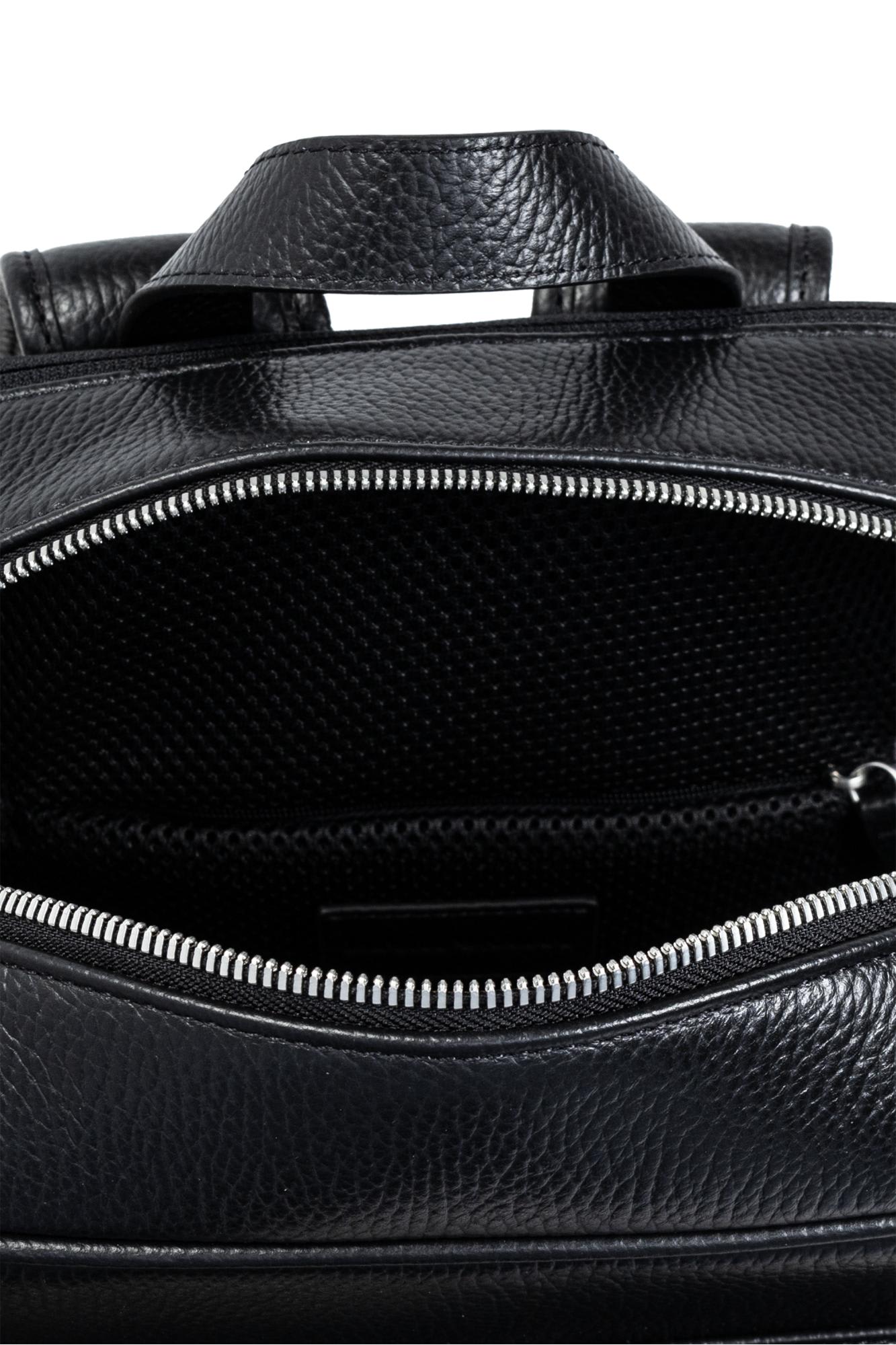 Shop Emporio Armani Leather Backpack In Black