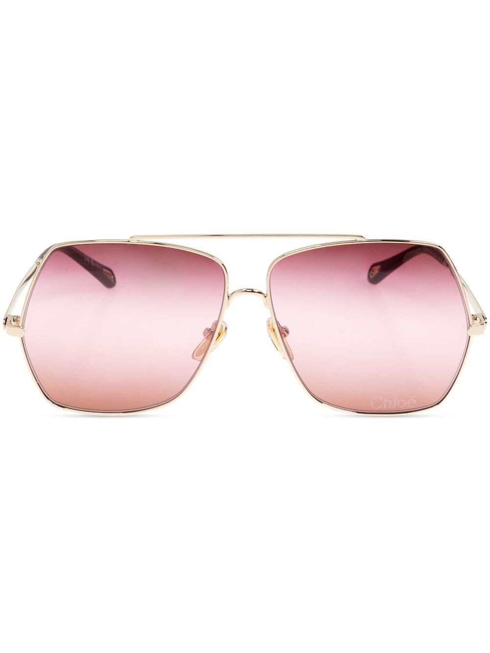 Shop Chloé Sunglasses In Gold Red