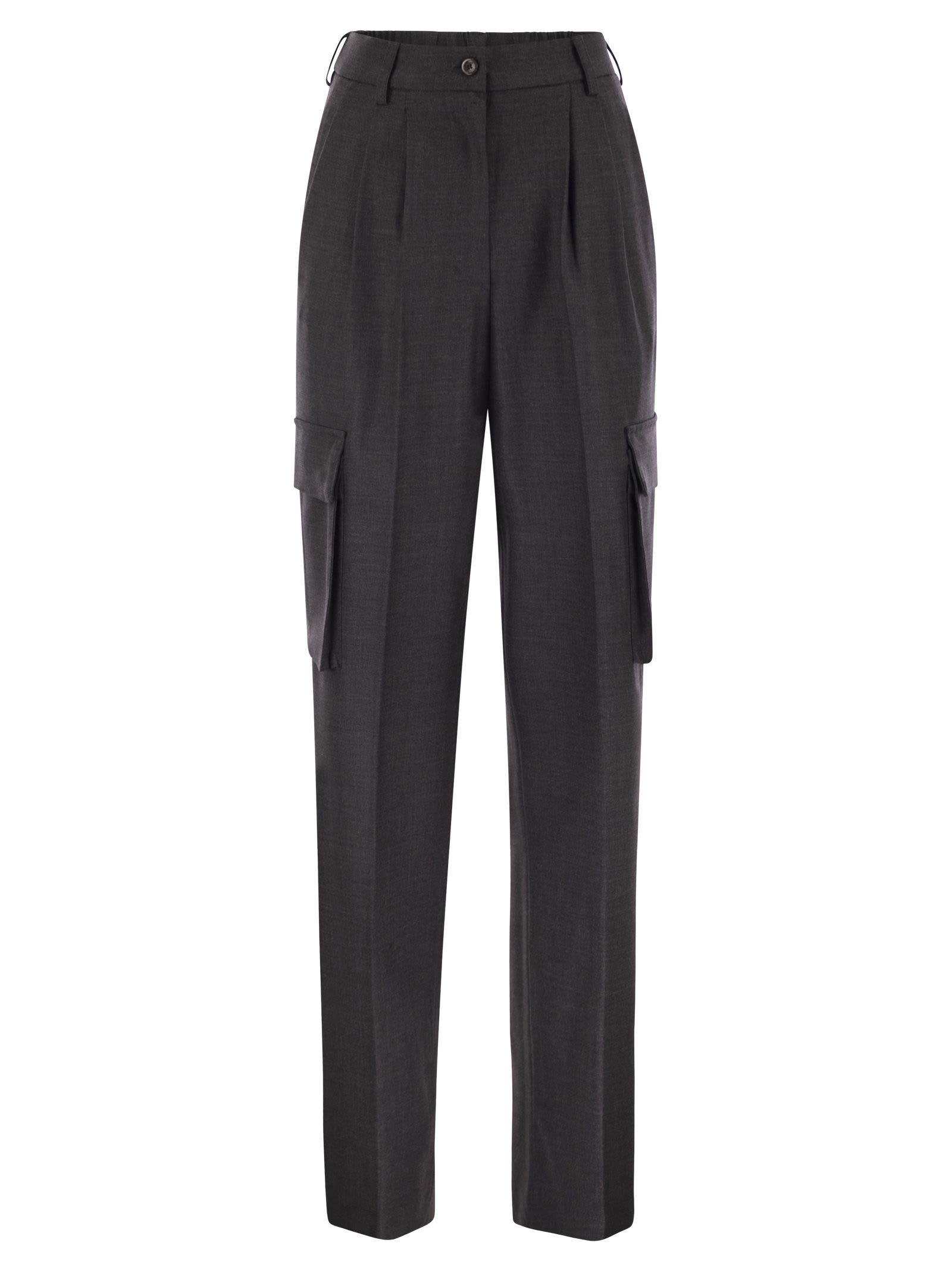 Herno Cargo Trousers In Wool And Viscose Blend In Gray