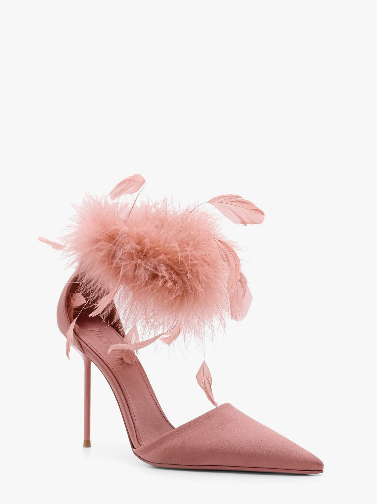 Paris Texas Lidia Satin Sandals With Feather Detail In Pink