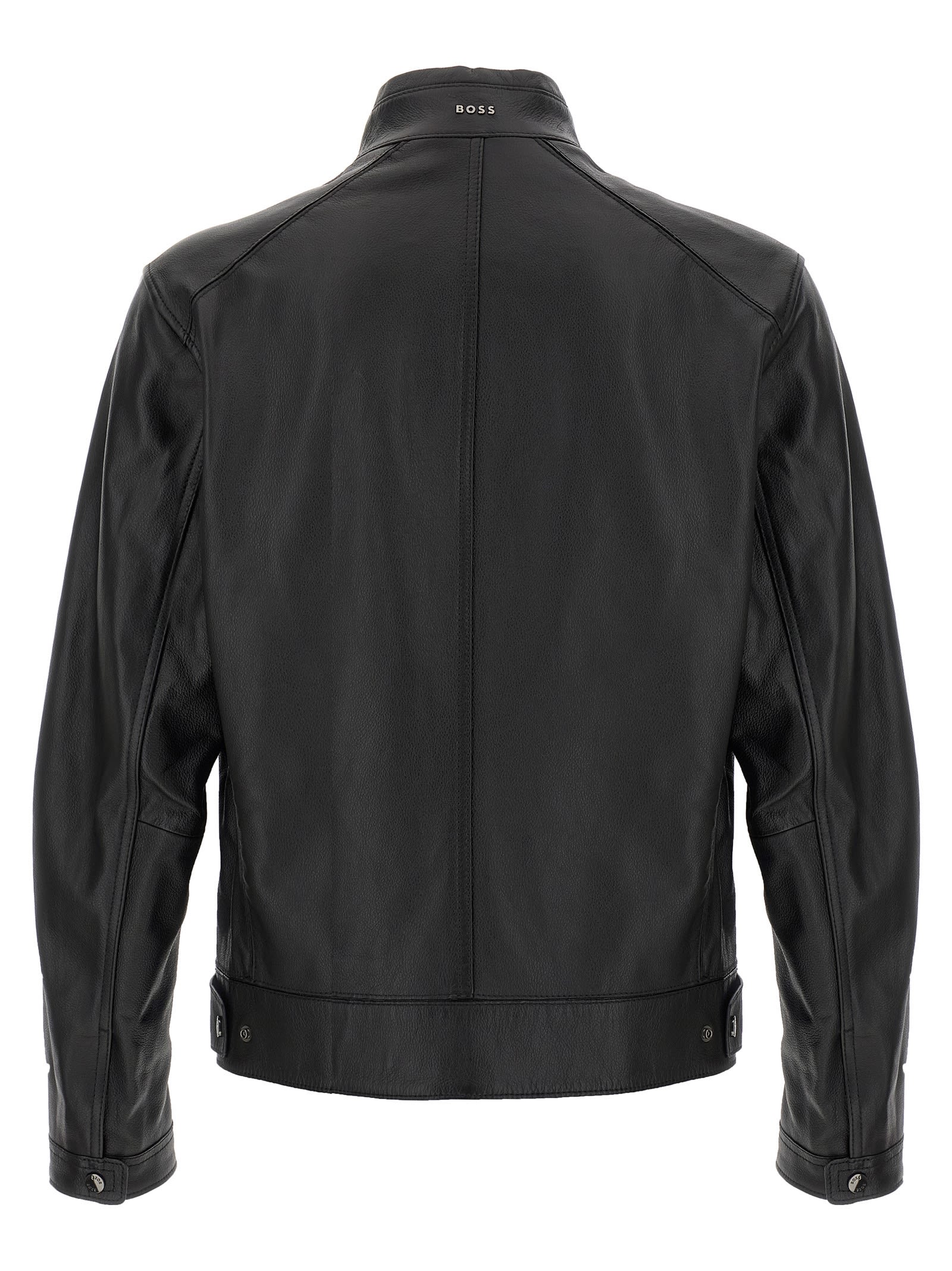 Hugo Boss Regular-fit Jacket In Grained Leather