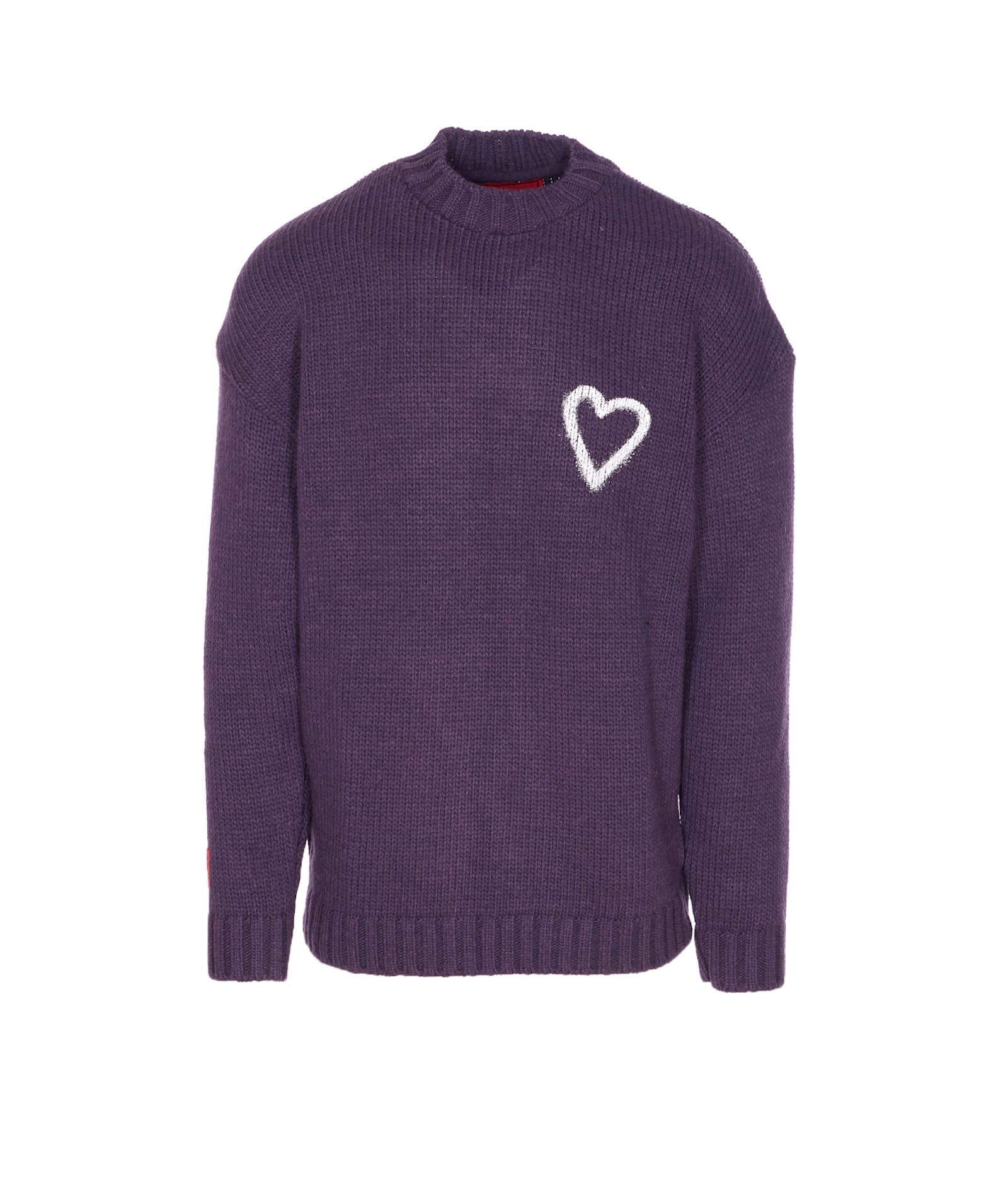 Vision Of Super Heart-embroidered Crewneck Sweater In Purple