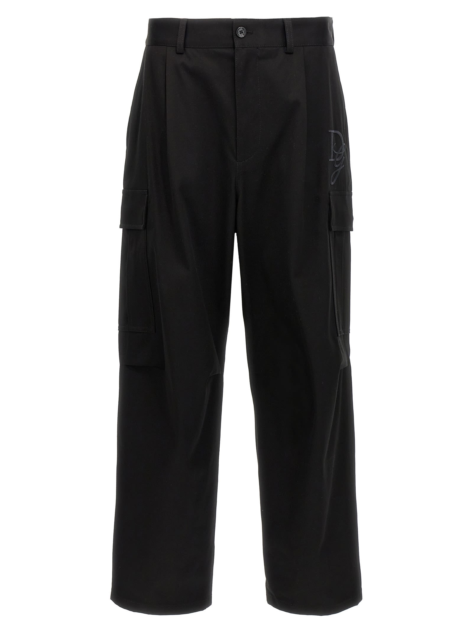 Shop Dolce & Gabbana Logo Embroidery Pants In Black