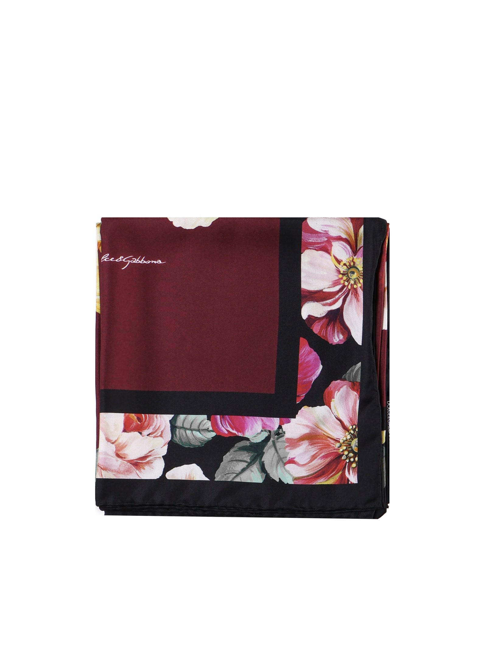 Shop Dolce & Gabbana Foulard Fiori Notturni In Bordeaux