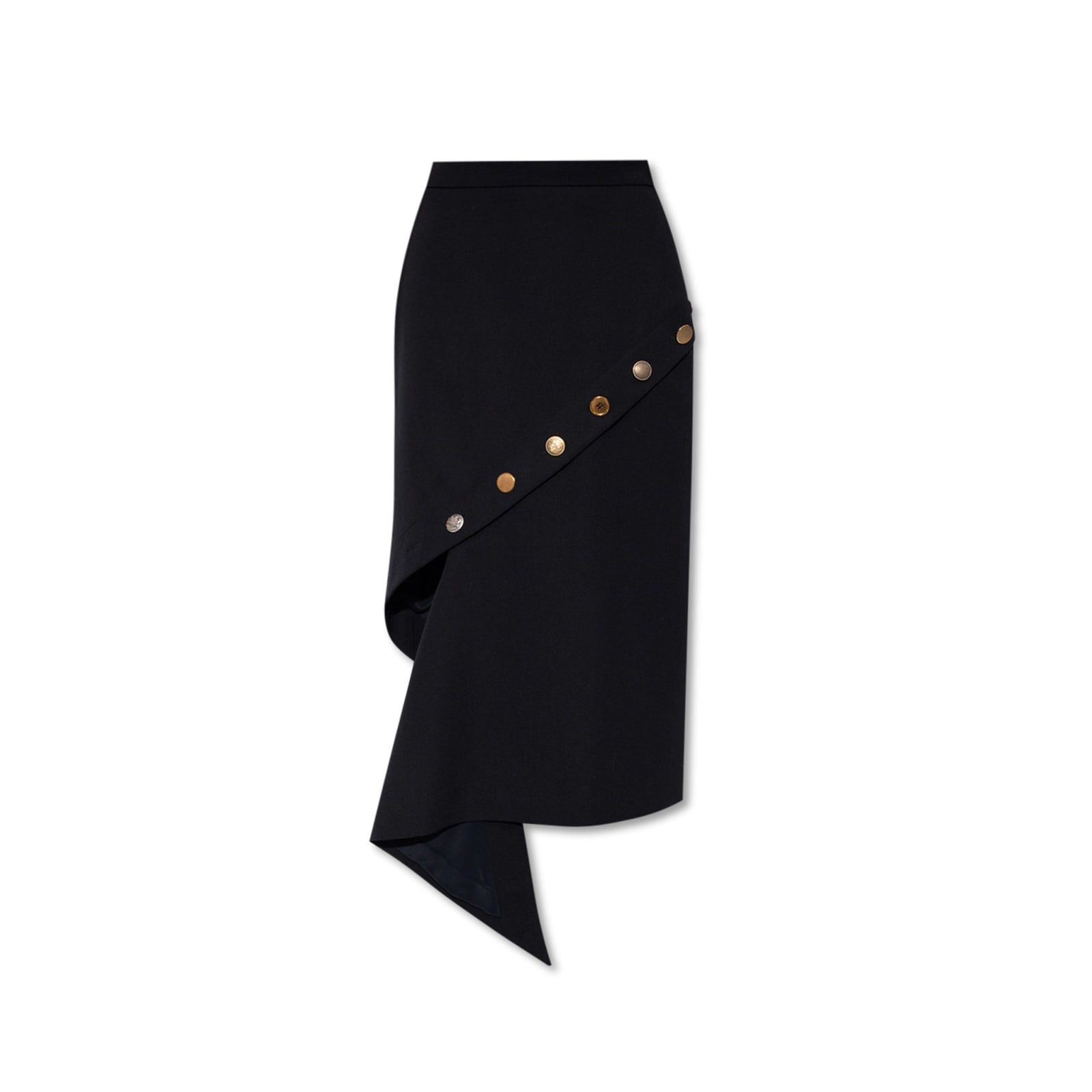 Shop Alexander Mcqueen Wool Asymmetric Skirt In Black