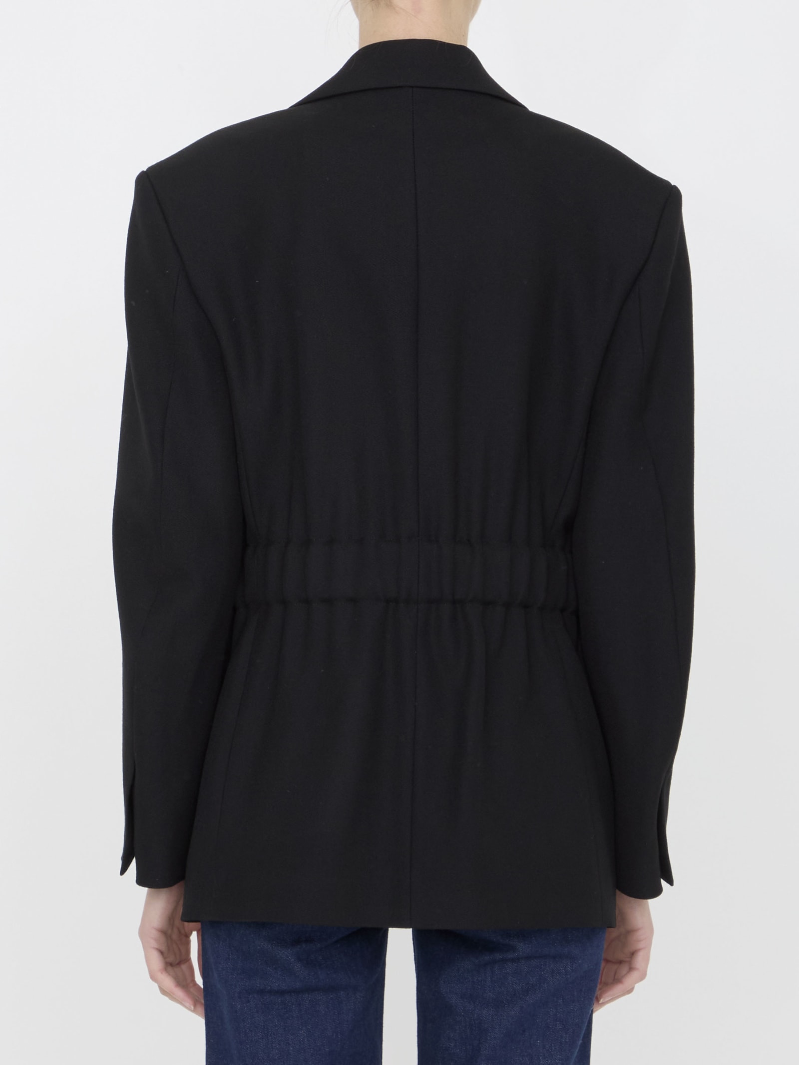 Shop Alexander Wang Wool Canvas Belted Blazer In 001 Black