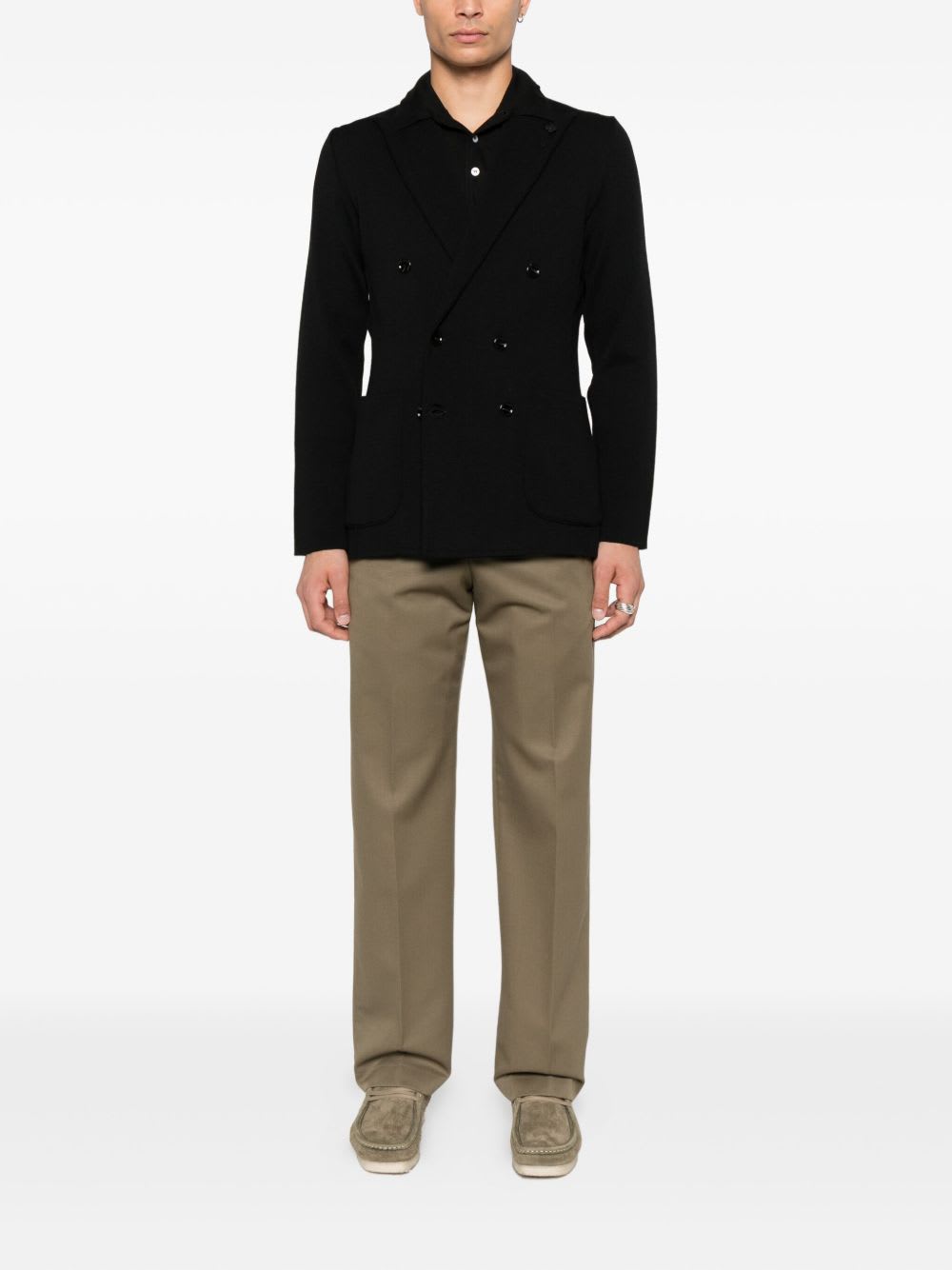 Lardini Black Long-sleeved Sweater In Black