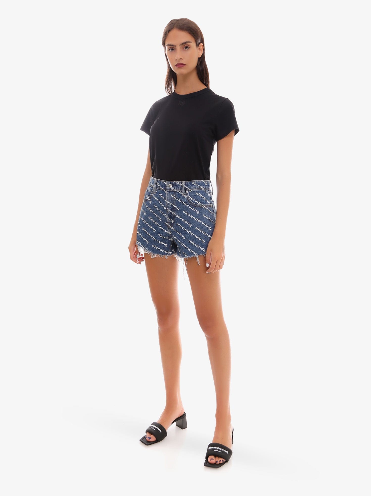 Alexander Wang Denim Shorts Featuring Printed Design In Blue