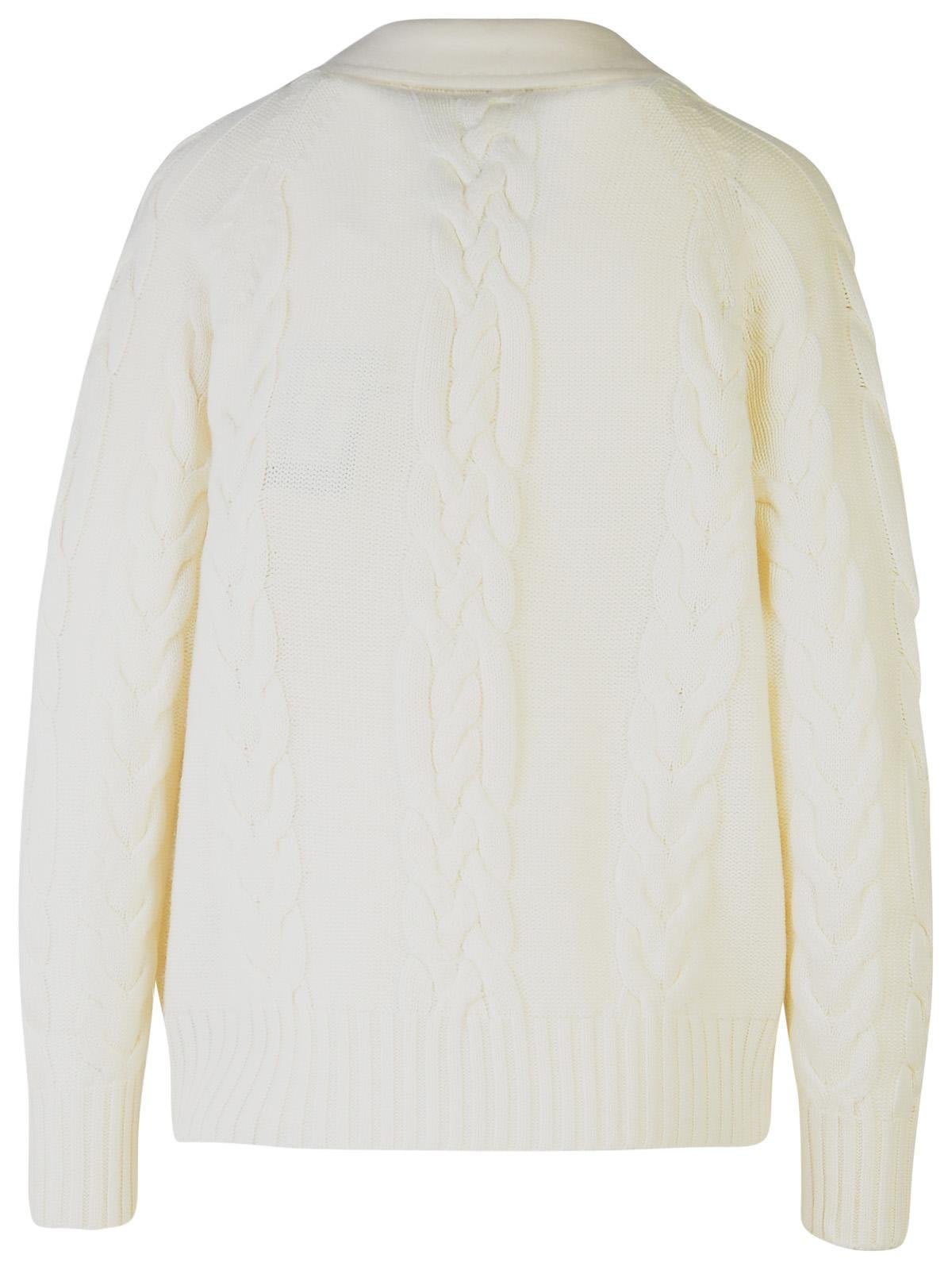 Shop Max Mara Double-breasted Long-sleeved Coat In Vanilla