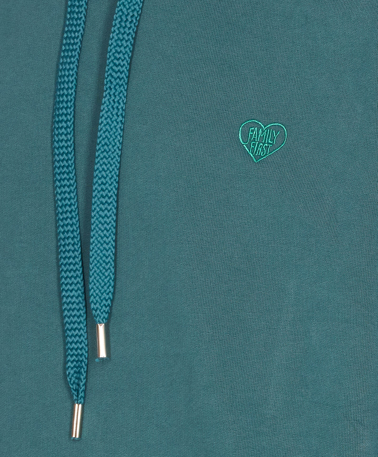 Family First Heart-embroidered Hoodie In Green