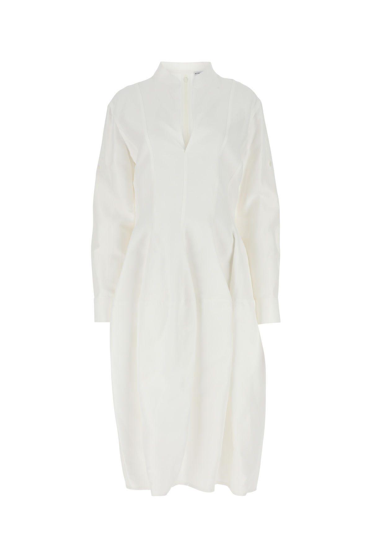 Bottega Veneta Viscose Blend Midi Dress In Bianco