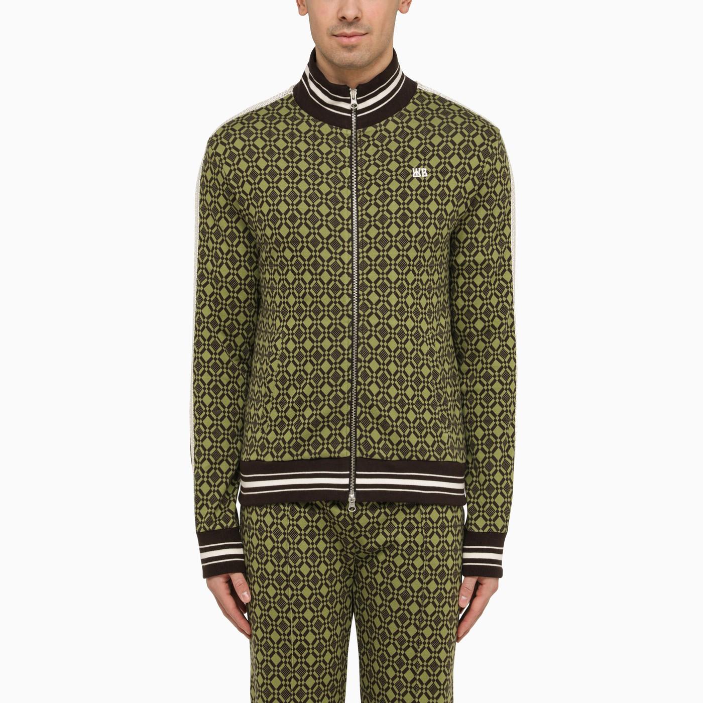 Olive Green/brown Cotton Power Zip Sweatshirt