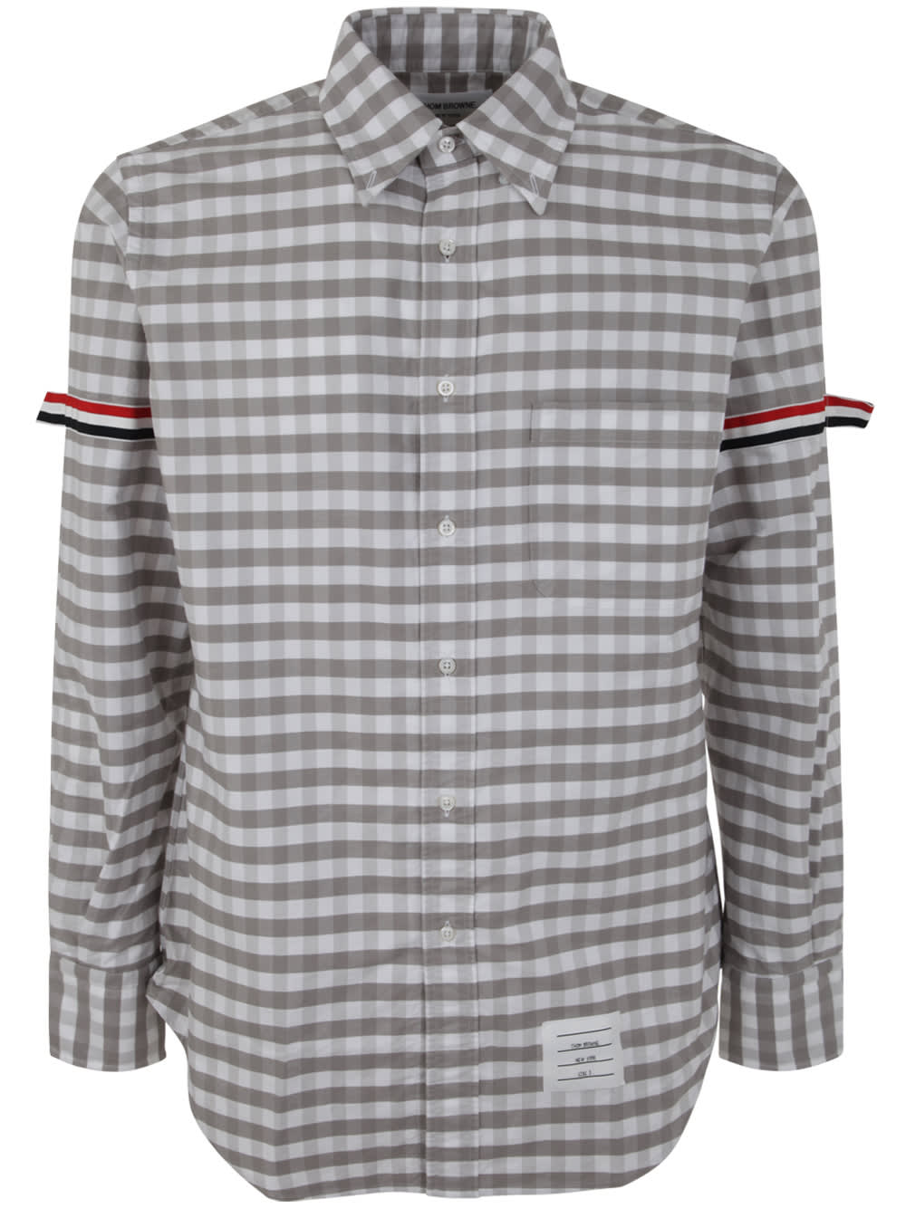 THOM BROWNE CLASSIC FIT SHIRT WITH ARMBAND IN GINGHAM CHECK OXFORD