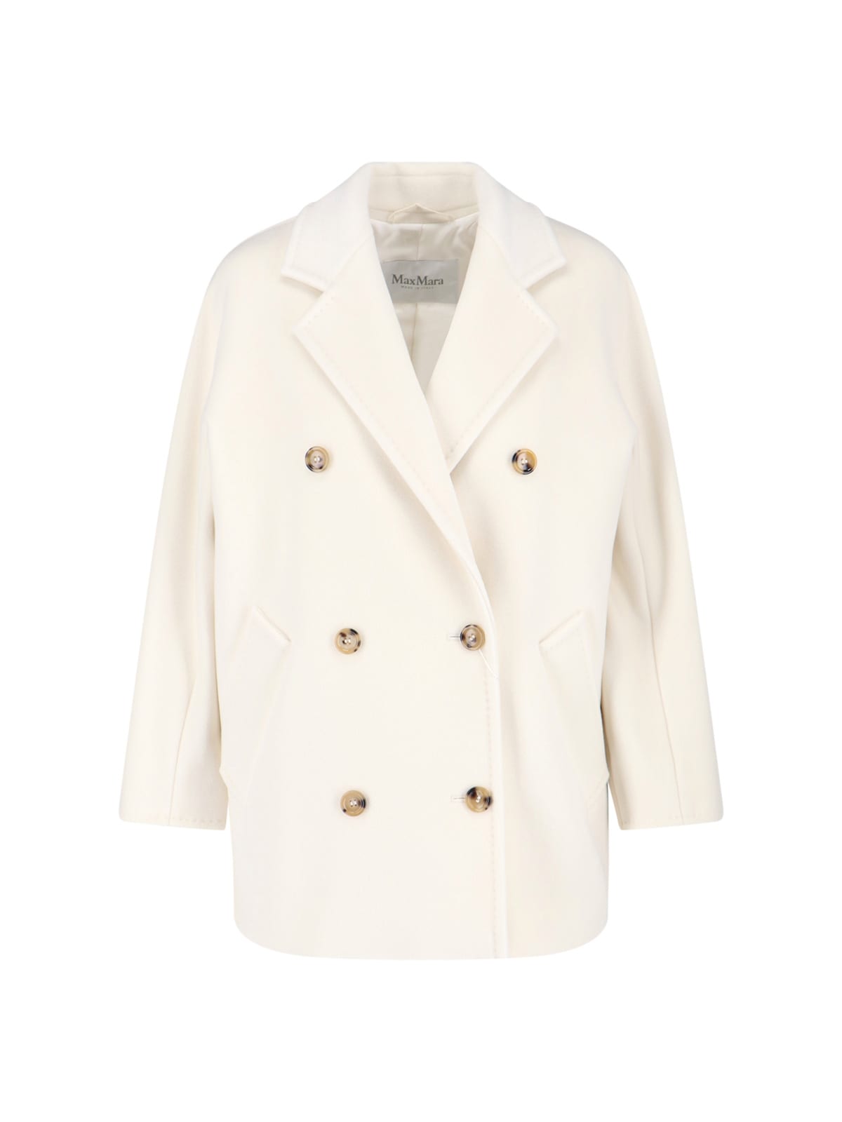 Max Mara Double-breasted Jacket Featuring Notched Lapels In White