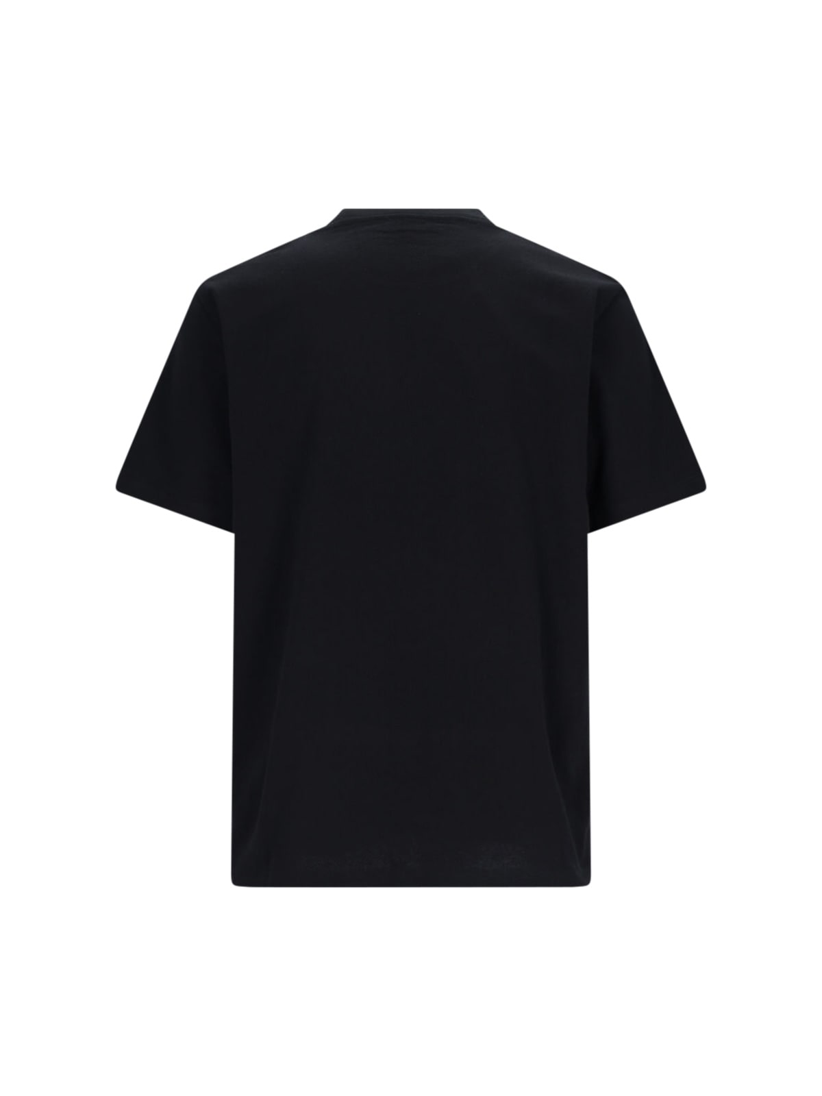 Jw Anderson Black Crewneck T-shirt With Anchor Embroidery On The Front In Cotton Man In Black