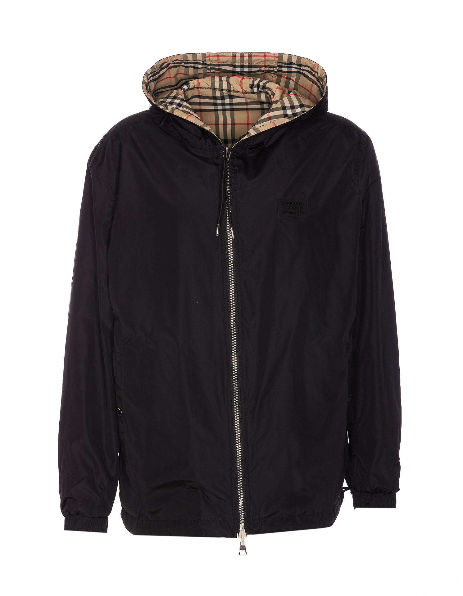 Shop Burberry Check Reversible Jacket In Beige