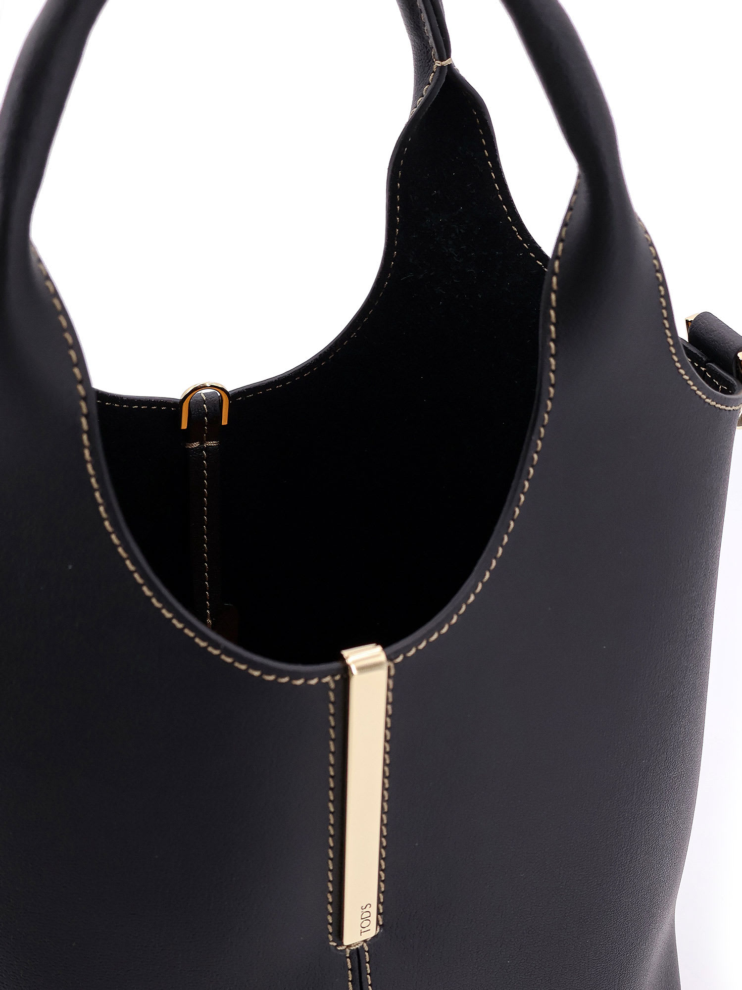 Tod's Black Shoulder Bag With Metal Bar With Logo In Leather Woman In Black