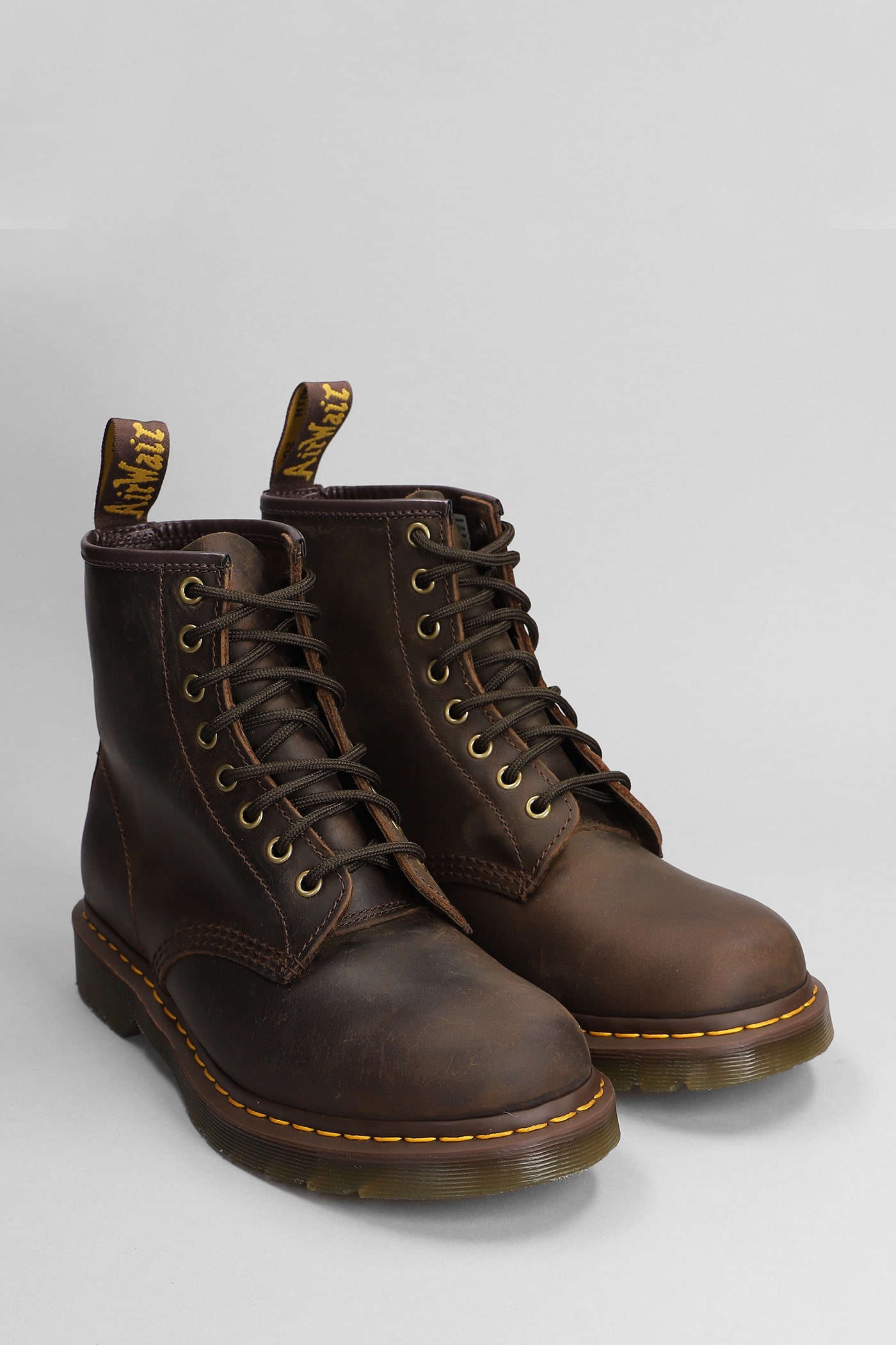 DR. MARTENS' 1460 COMBAT BOOTS IN BROWN LEATHER 